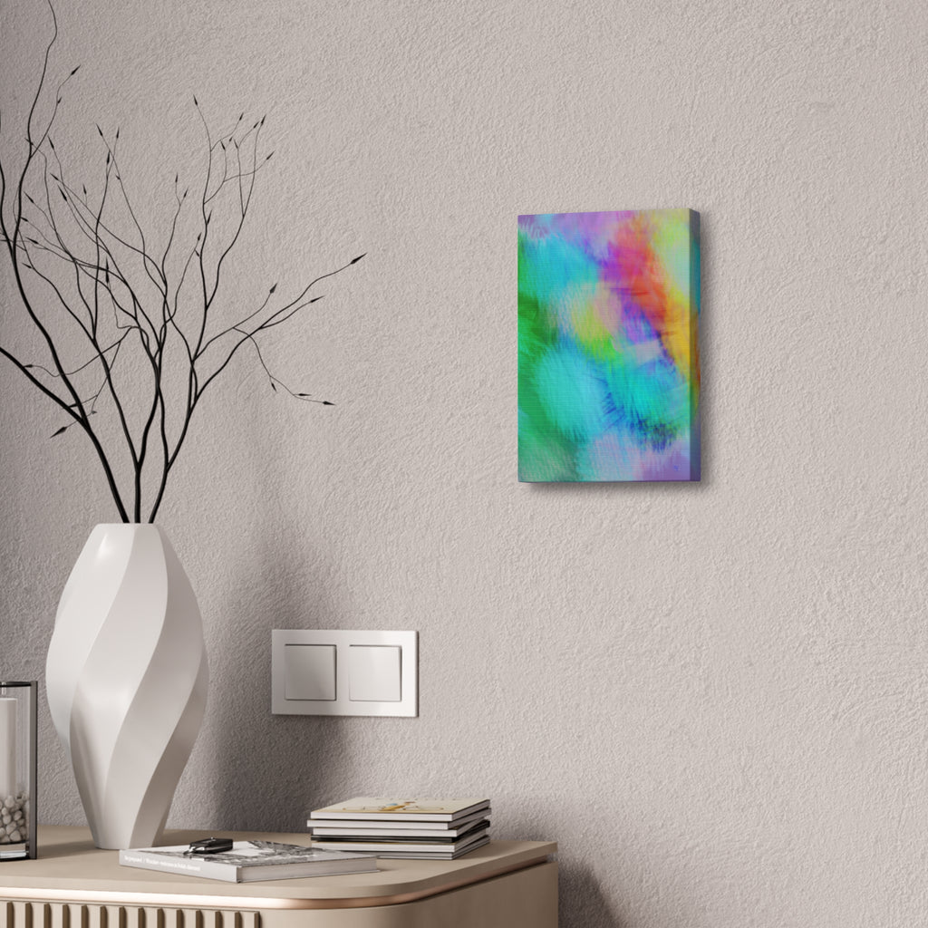 Abstract Pastel Watercolor Canvas Wall Art – Vibrant Rainbow Clouds Stretched Canvas