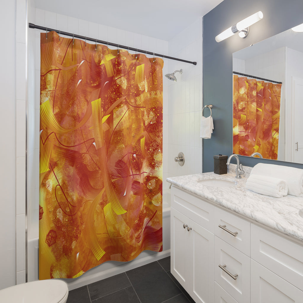 Golden Fire Shower Curtain