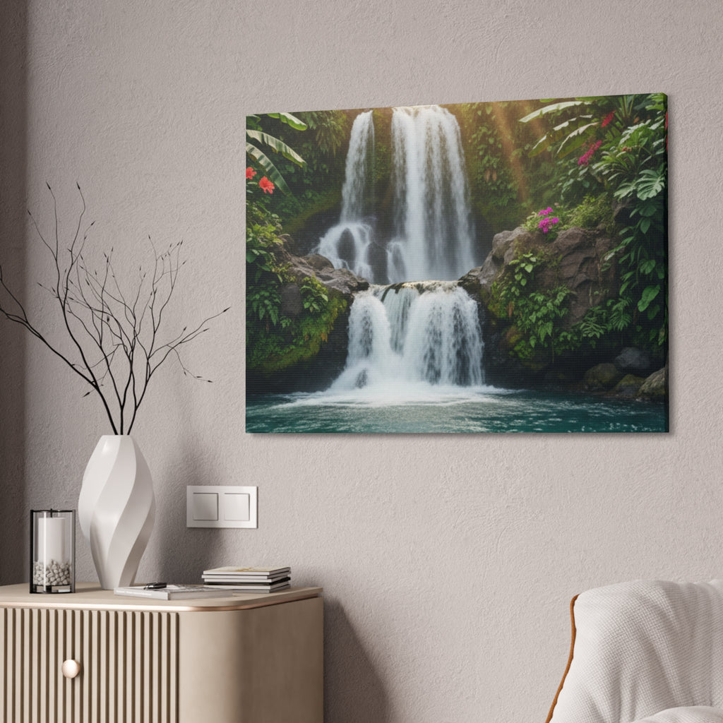Waterfall Canvas Wall Art – Stretched 1.5" Nature Print