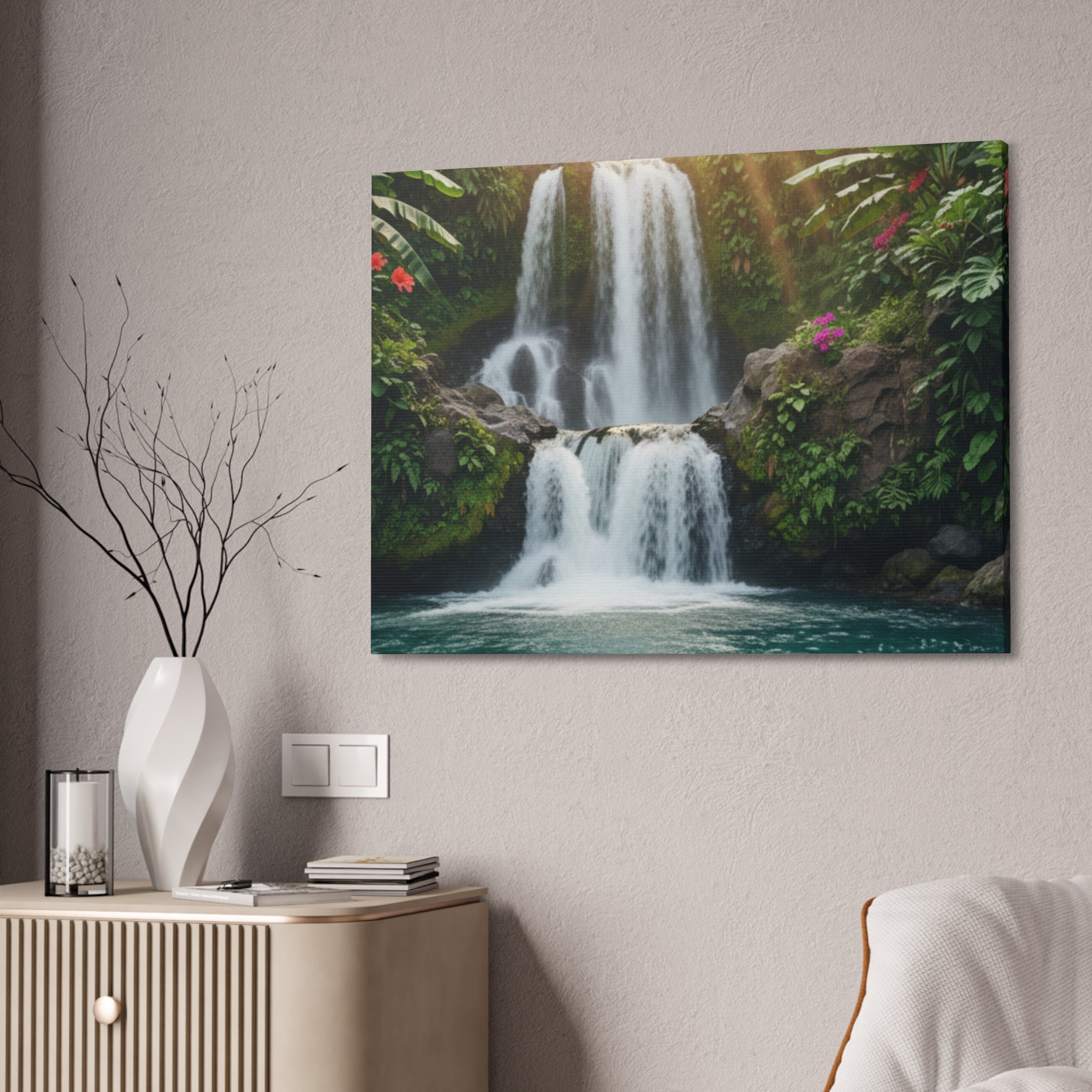 Waterfall Canvas Wall Art – Stretched 1.5" Nature Print