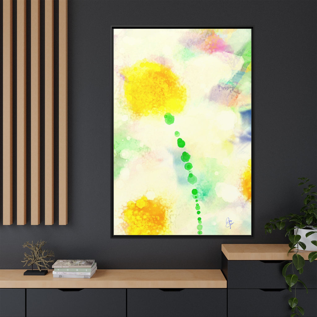 Framed Matte Canvas - Watercolor Yellow Floral Abstract Wall Art