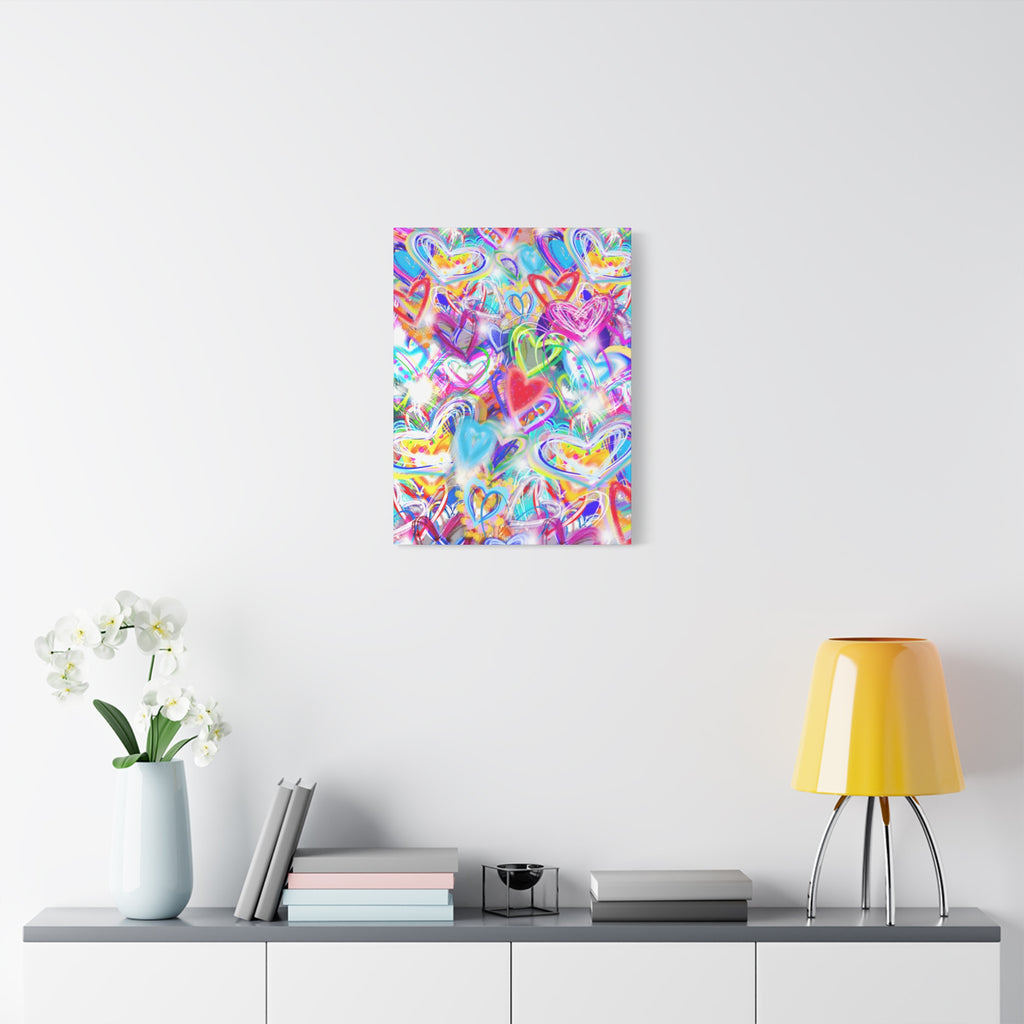 Colorful Heart Graffiti Matte Canvas