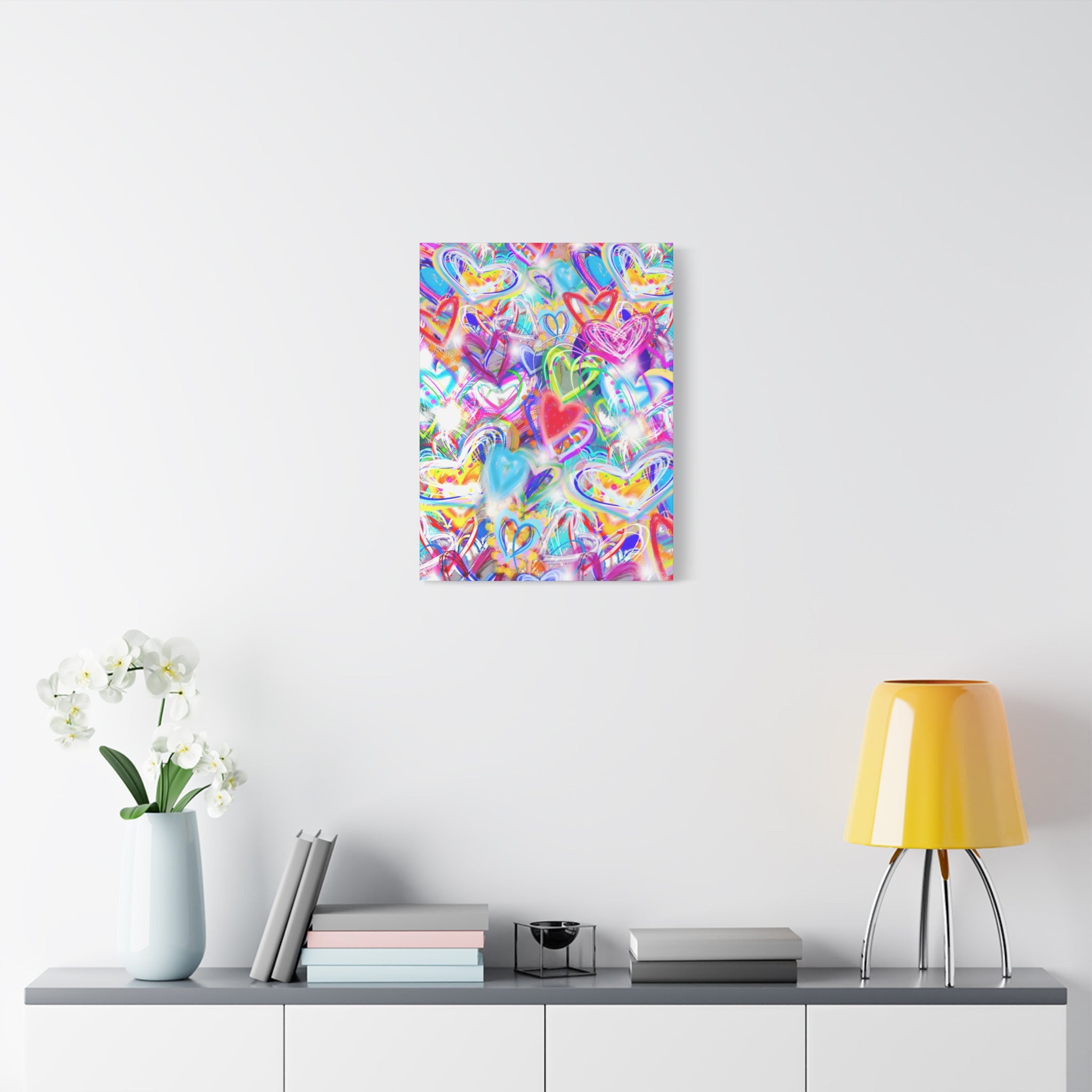Colorful Heart Graffiti Matte Canvas
