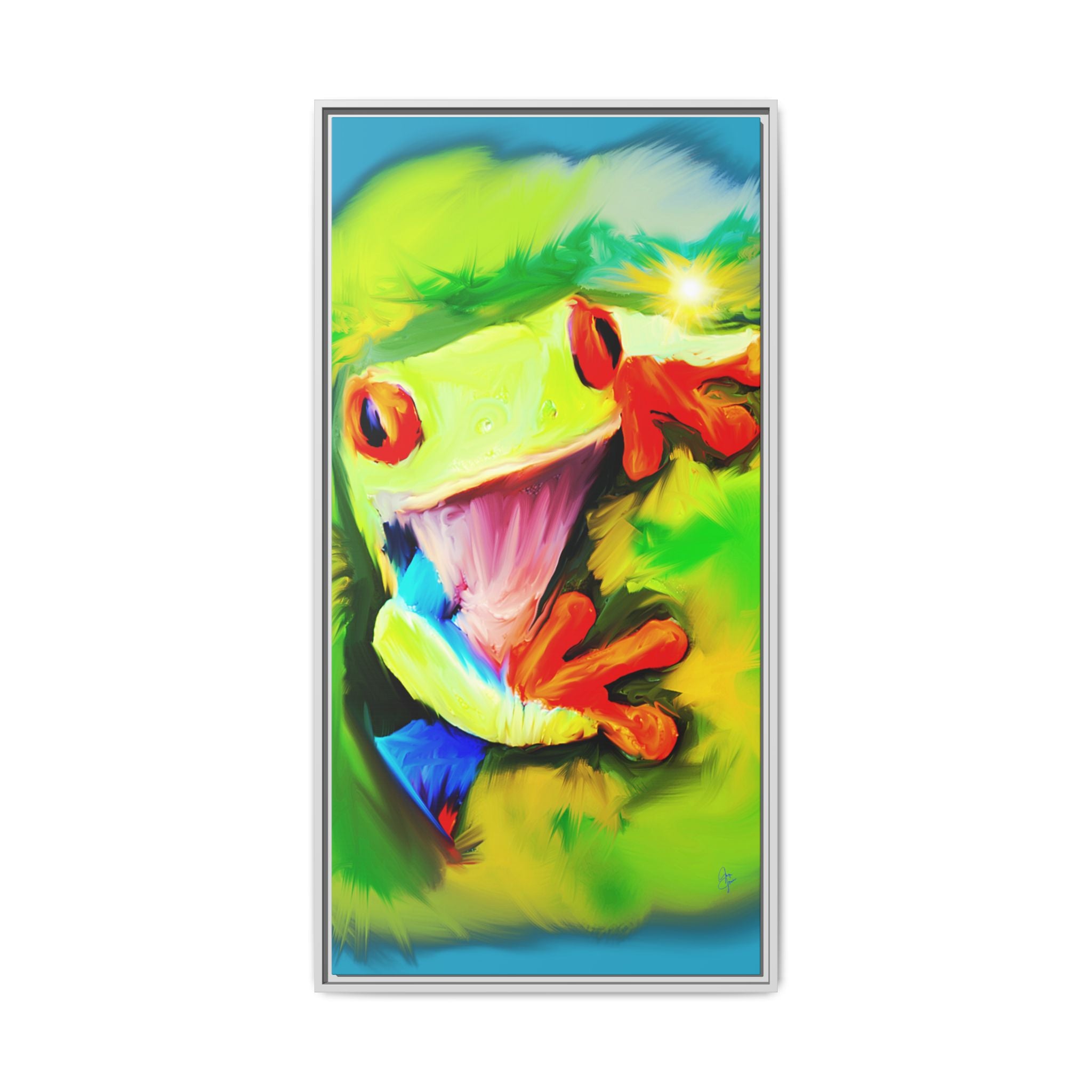 Colorful Tree Frog Matte Canvas Print — Framed Tropical Wall Art