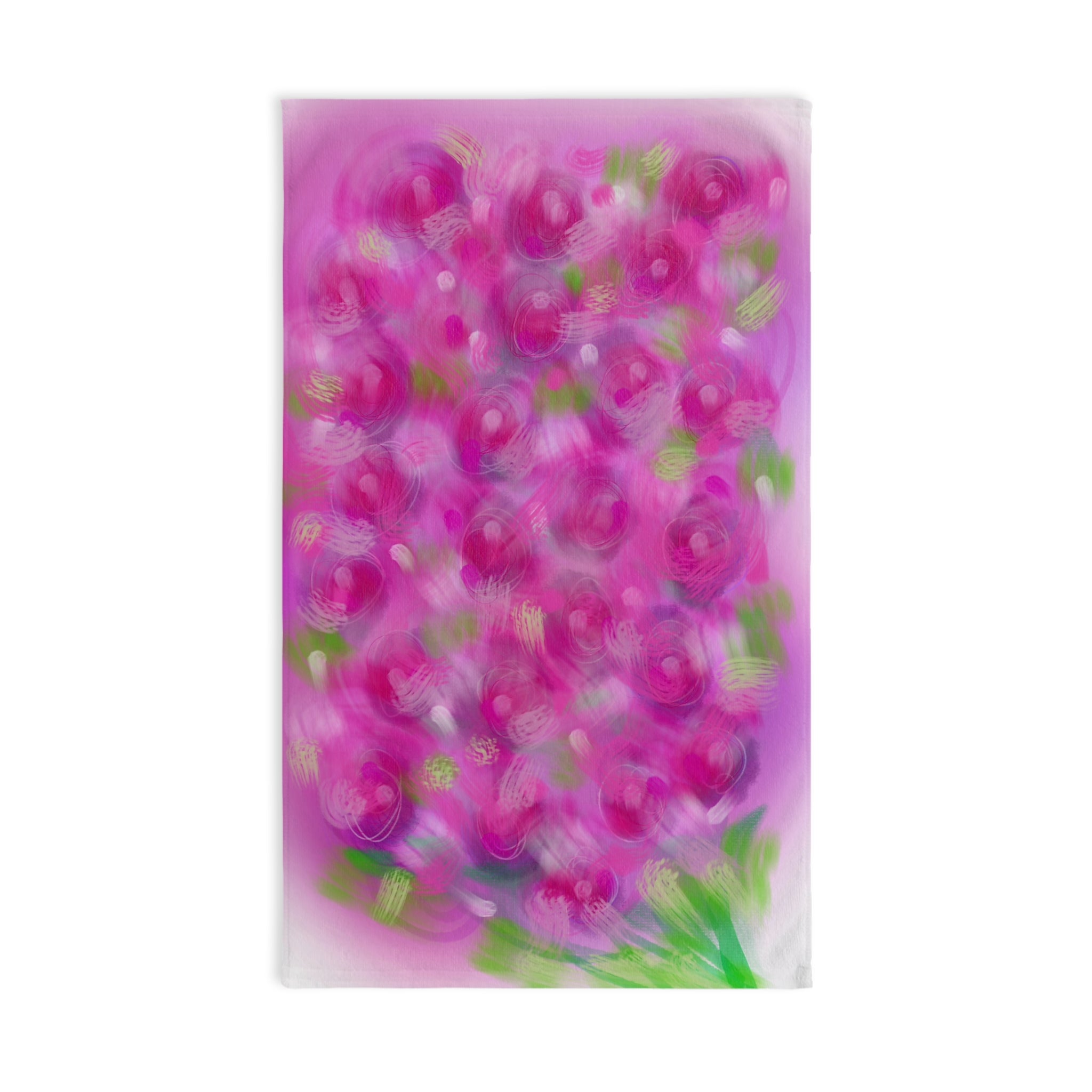 Floral Pink Roses Hand Towel — Soft Decorative Kitchen & Bath Towel
