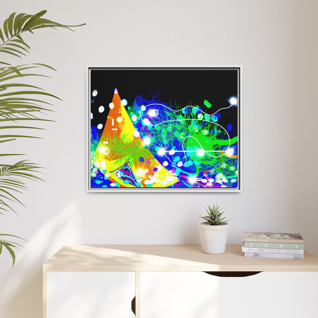 Abstract Neon Wave Matte Canvas Framed Art