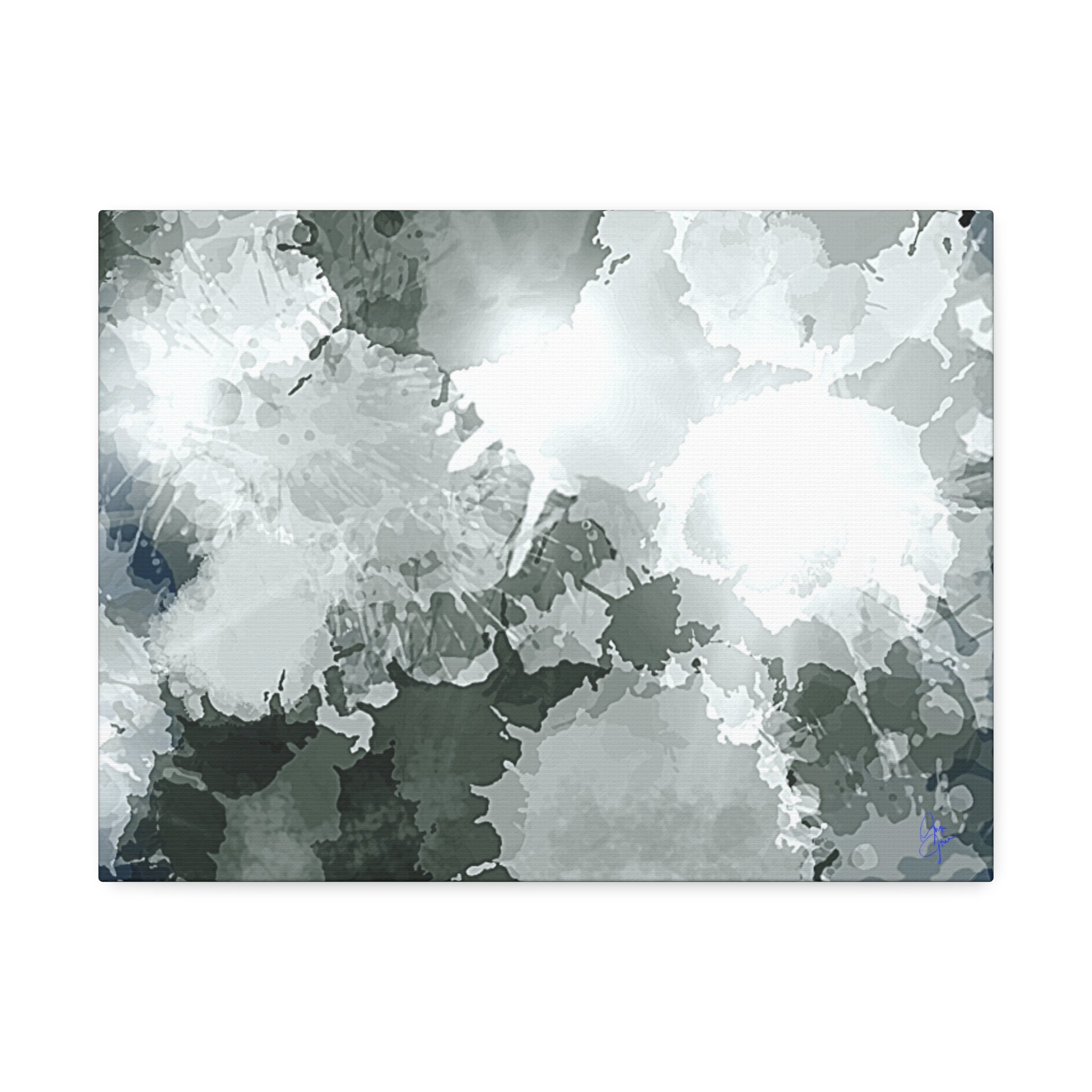 Abstract Gray Ink Splash Canvas
