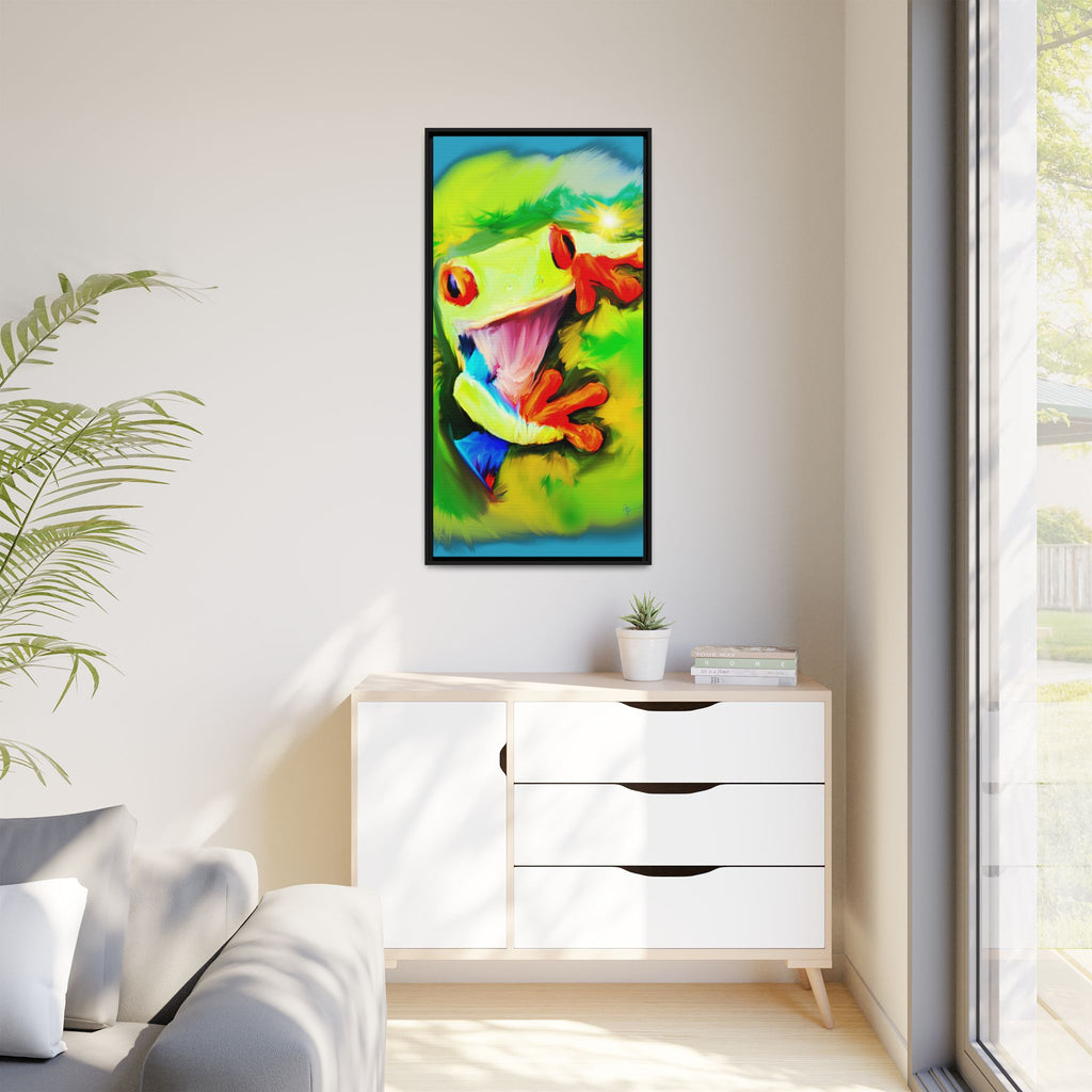 Colorful Tree Frog Matte Canvas Print — Framed Tropical Wall Art