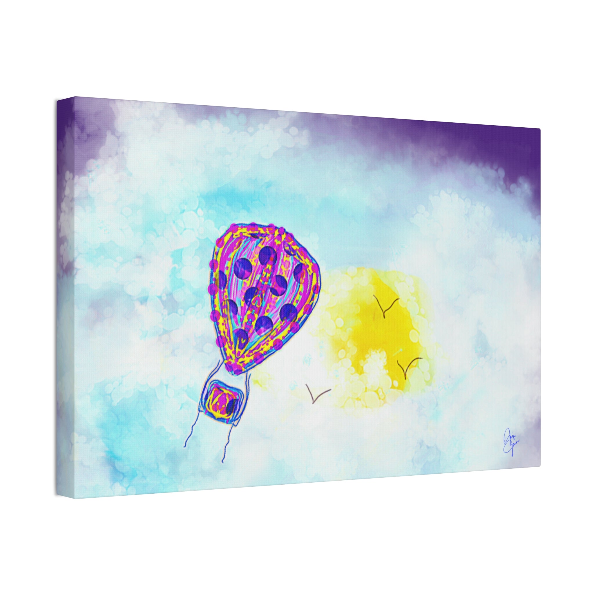 Hot Air Balloon Canvas Art – Whimsical Sunshine Nursery Wall Décor (Stretched Canvas)