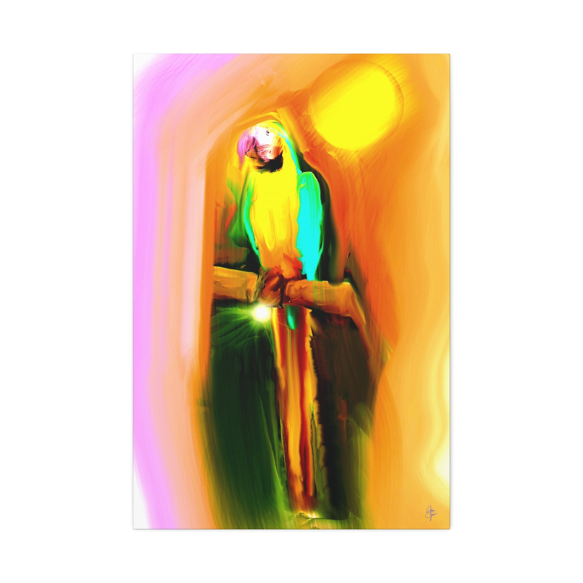 Tropical Parrot Canvas Print — Vibrant Sunlit Bird Wall Art