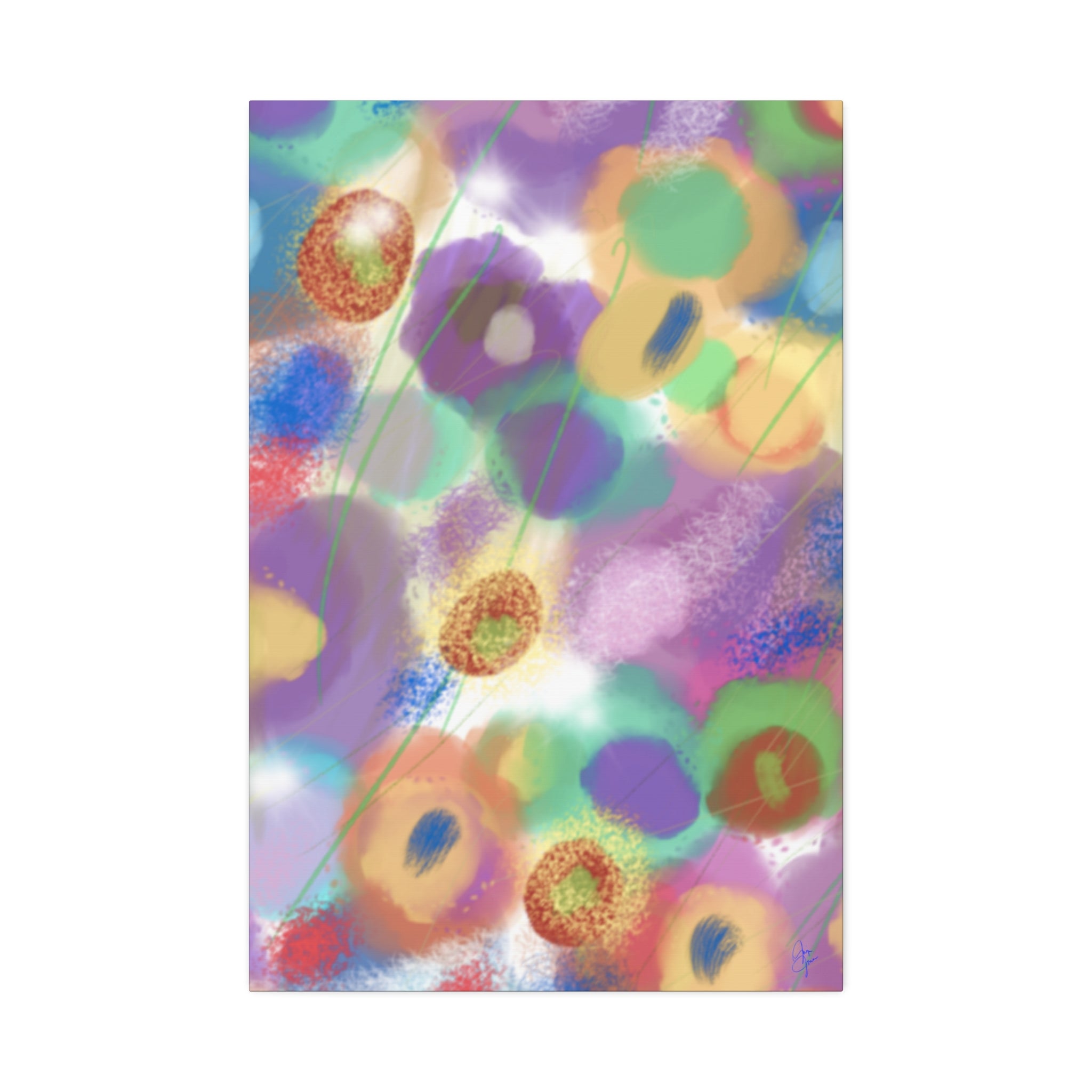 Abstract Pastel Floral Canvas Art — Colorful Stretched Wall Decor