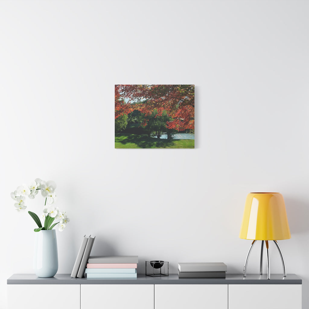 Autumn Lakeside Canvas Print — Stretched Matte Wall Art