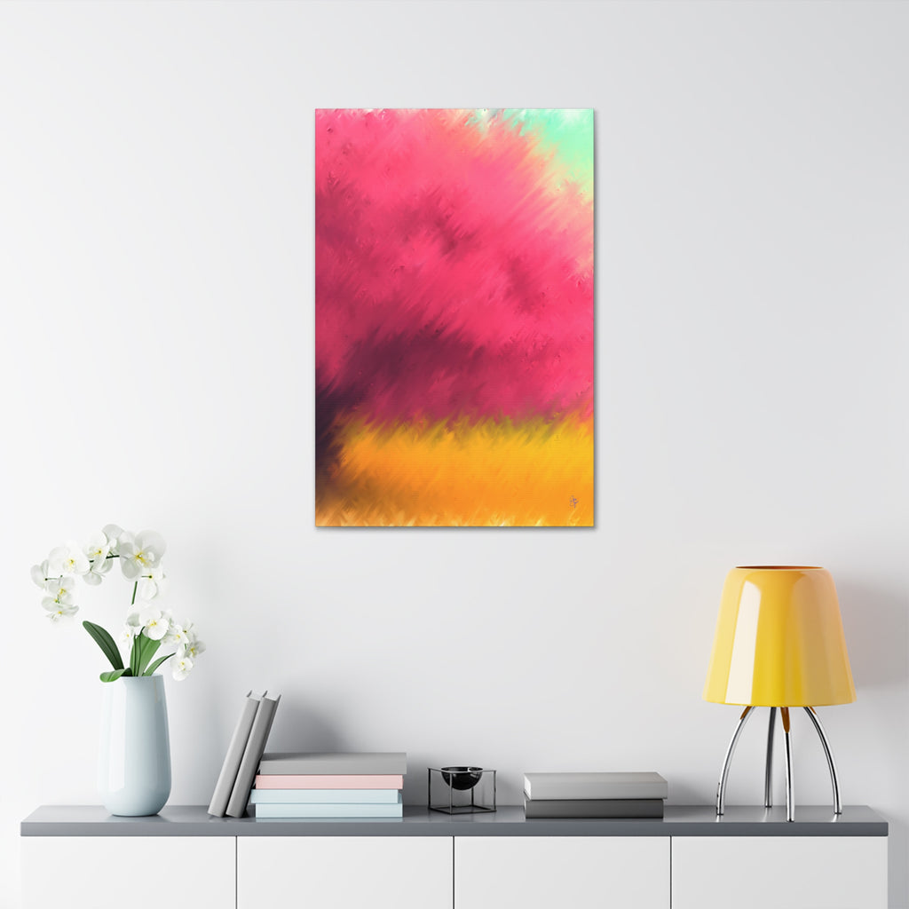 Abstract Sunset Canvas - Pink & Gold Stretched Wall Art