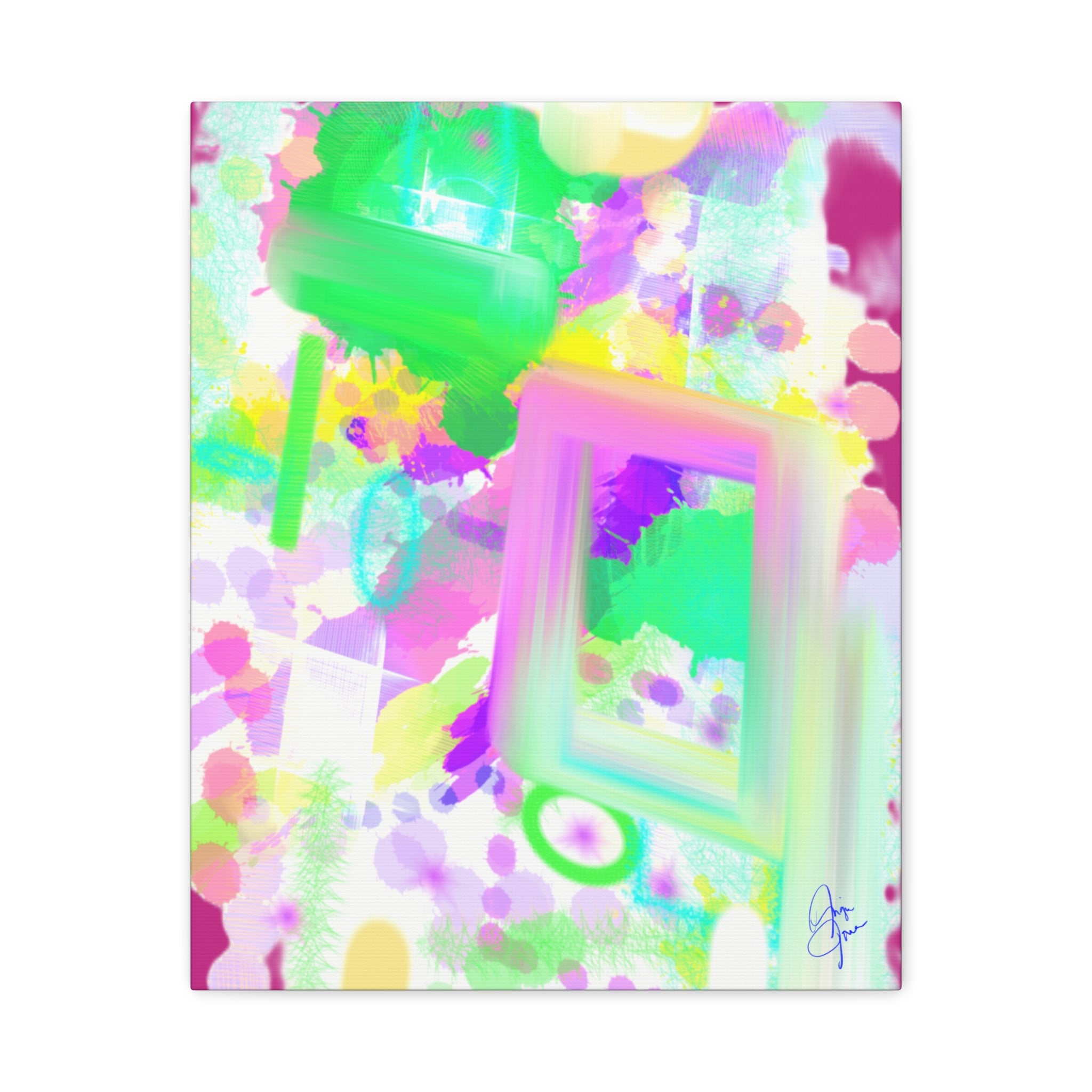 Abstract Pastel Splash Canvas Print — Bright Neon Frame Wall Art