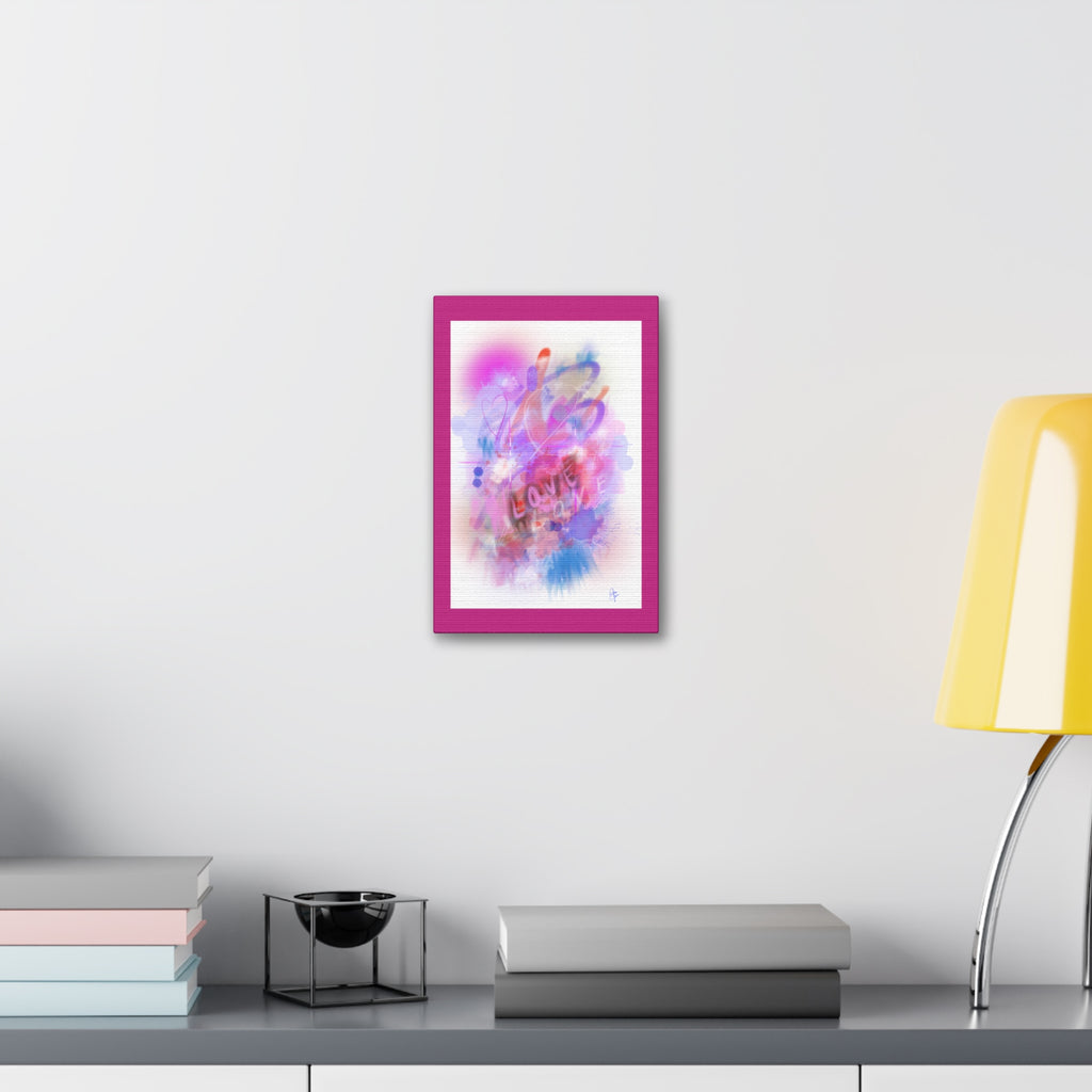 Love Vibes Canvas Wall Art — Pink Abstract Stretched Canvas