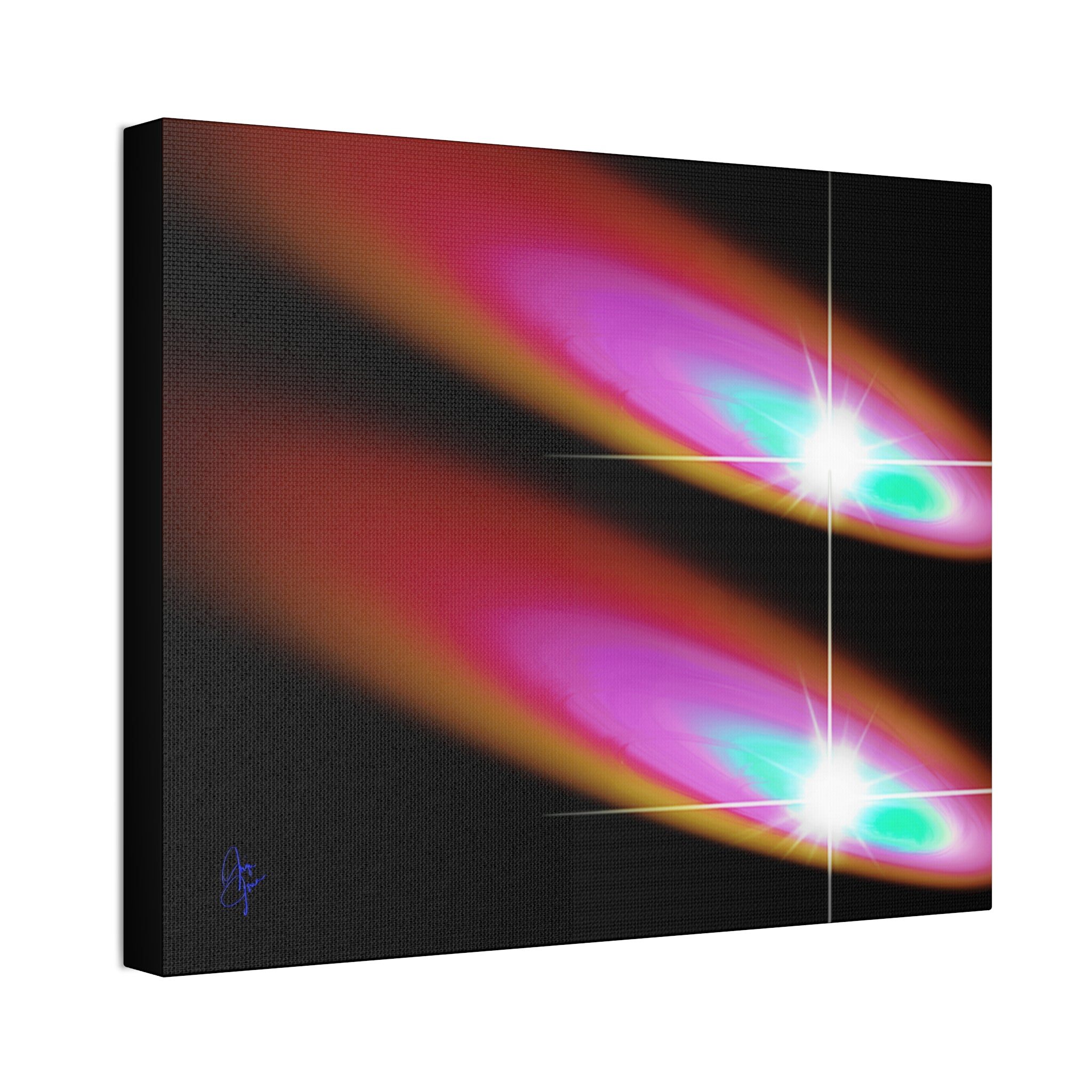 Abstract Neon Comet Canvas — Vibrant Turquoise & Pink Stretched Wall Art (1.5" Depth)