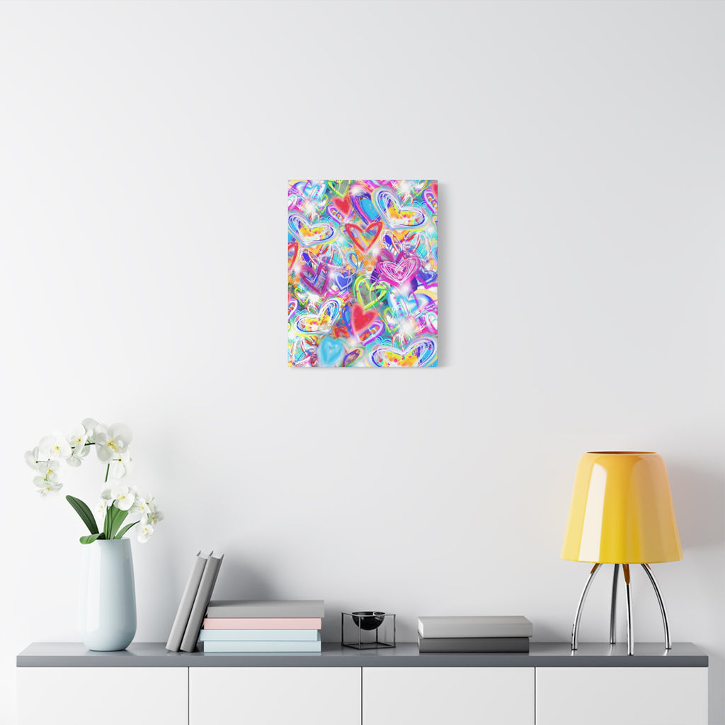 Colorful Heart Graffiti Matte Canvas