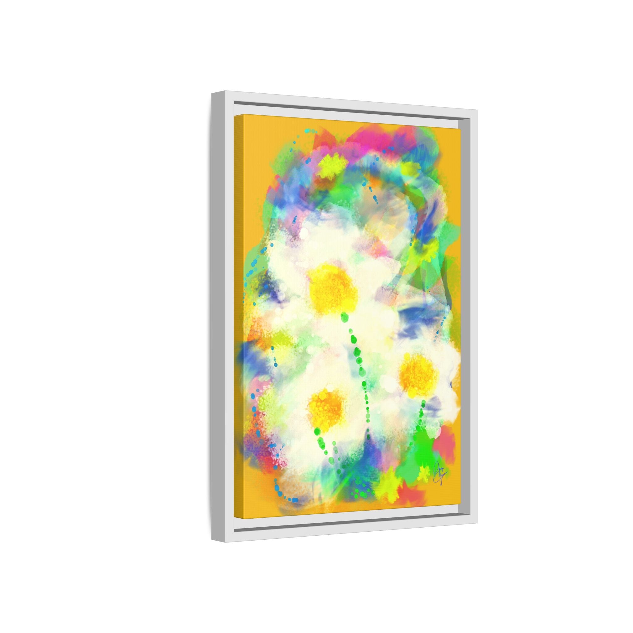 Framed Matte Canvas - Watercolor Yellow Floral Abstract Wall Art