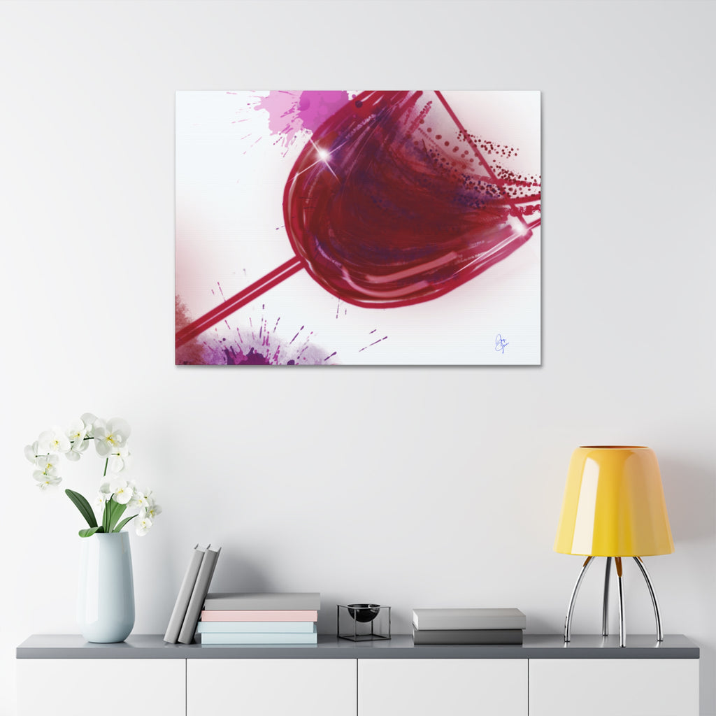 Wine Glass Art Canvas — Red Wine Splash Stretched Wall Art (1.5" Depth)