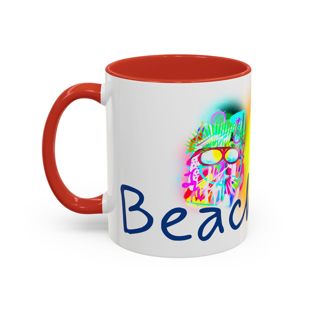 Beach Bum Coffee Mug — Colorful Retro Skull Design (11/15oz)