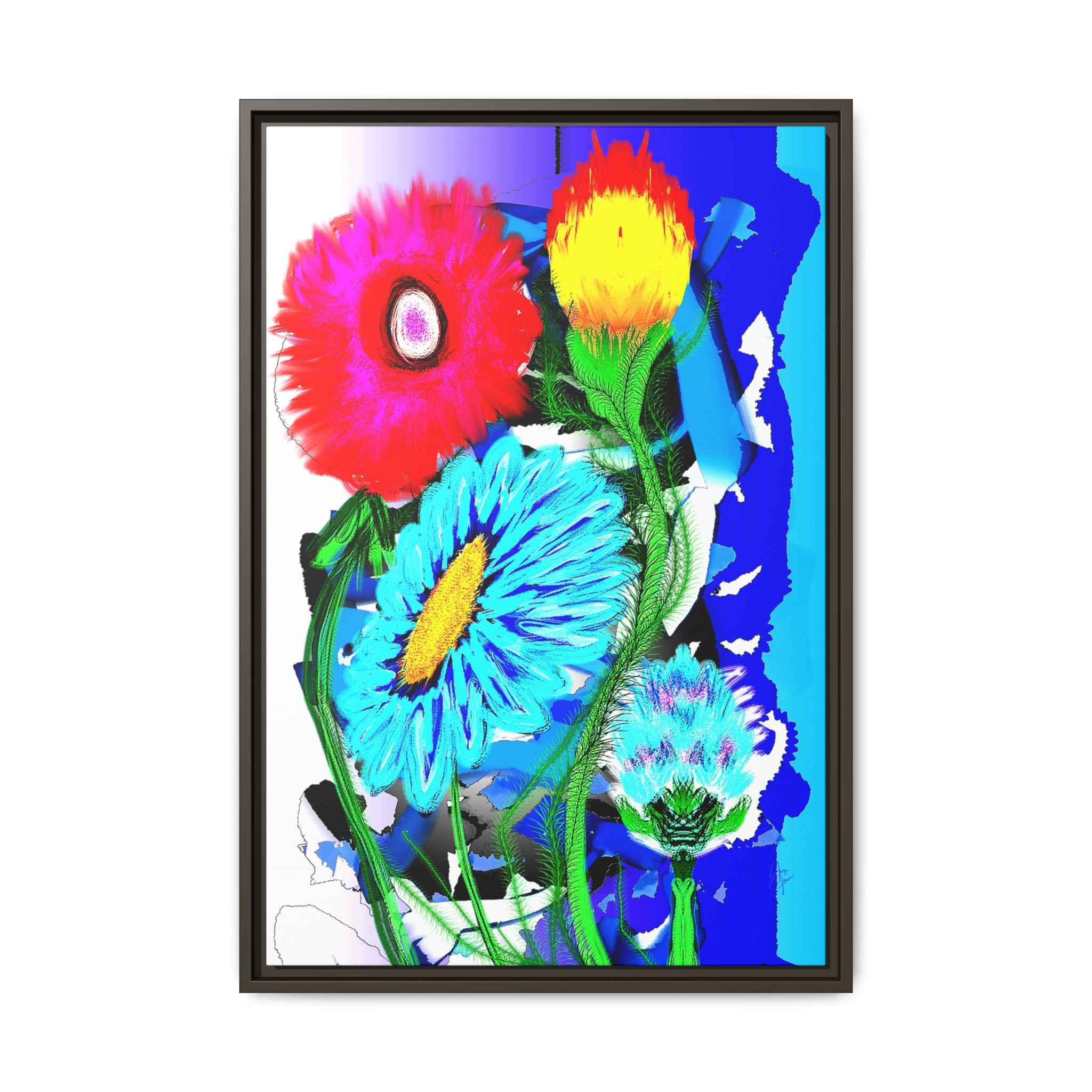Vibrant Pop Floral Matte Canvas Framed Wall Art