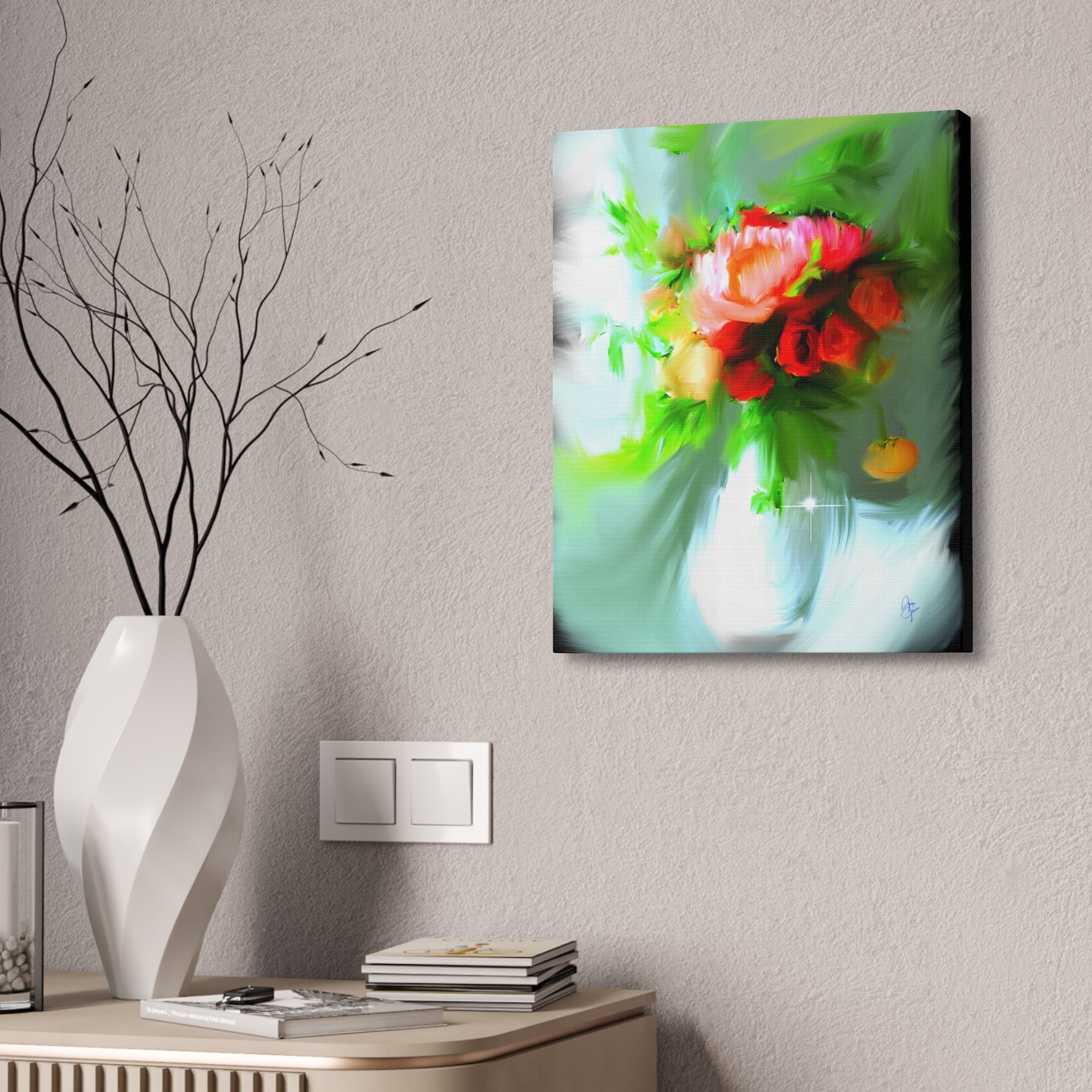 Vibrant Floral Bouquet Canvas Wall Art — Stretched 1.5"