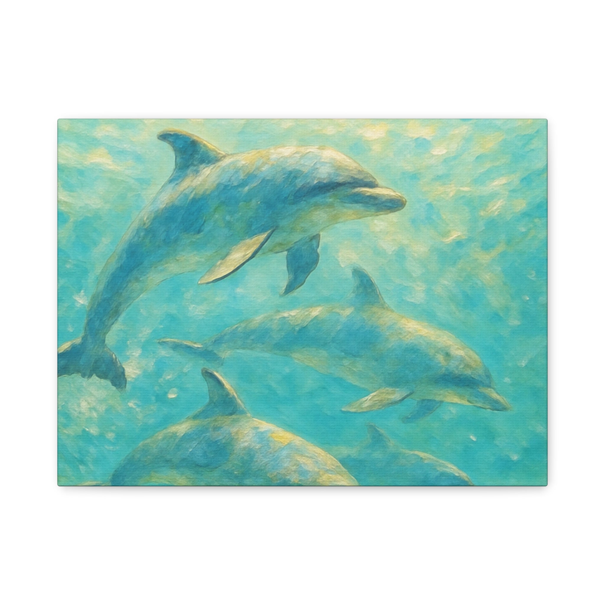 Dolphin Swim Matte Stretched Canvas – Ocean Wall Art