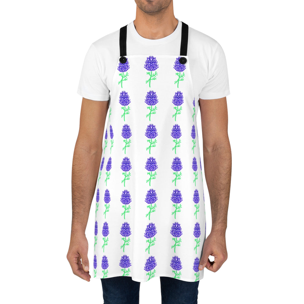 Bluebonnet Apron — Floral Texas Bluebonnets Kitchen Apron