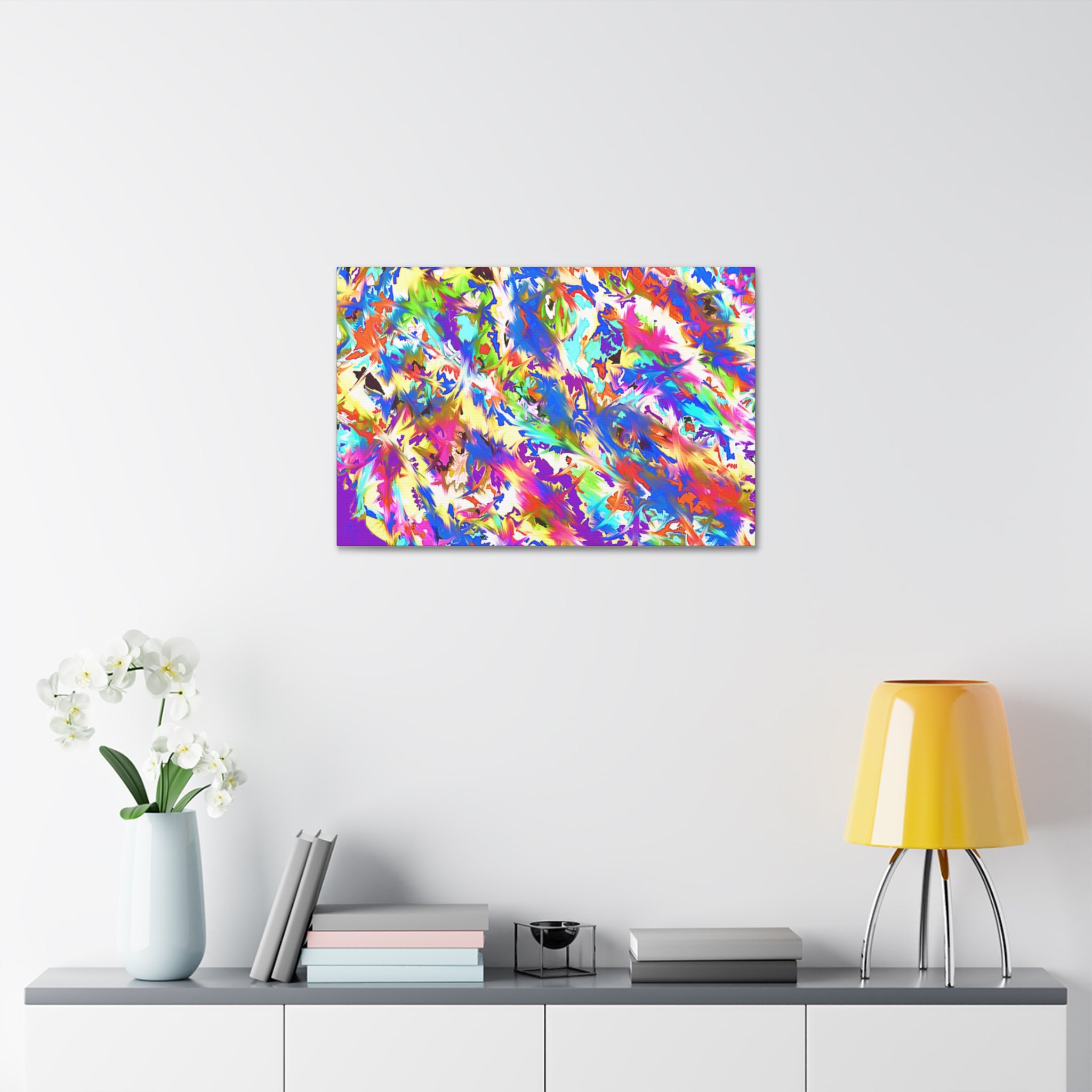 Abstract Rainbow Splash Canvas Print — Colorful Stretched Wall Art (1.5" Edge)