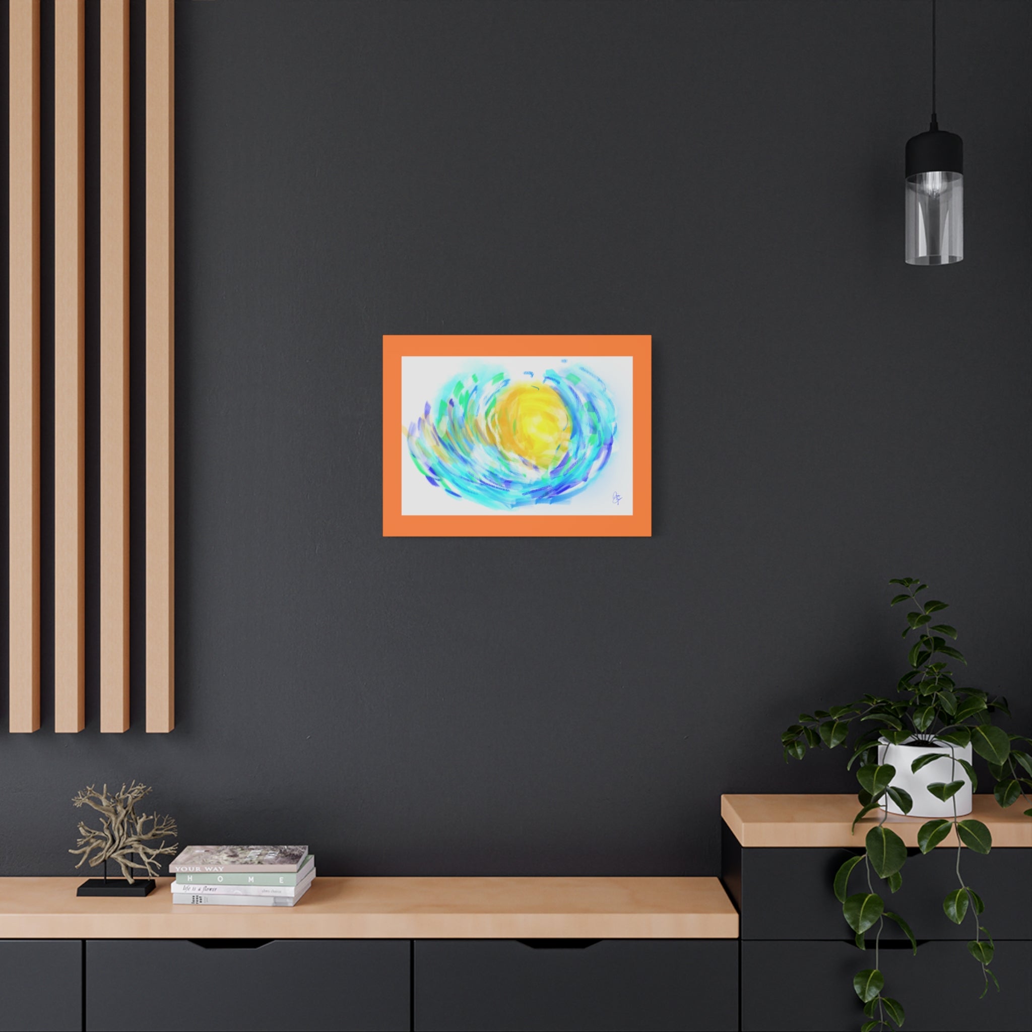 Abstract Sunburst Canvas Art — Vibrant Swirl Matte Stretched Canvas