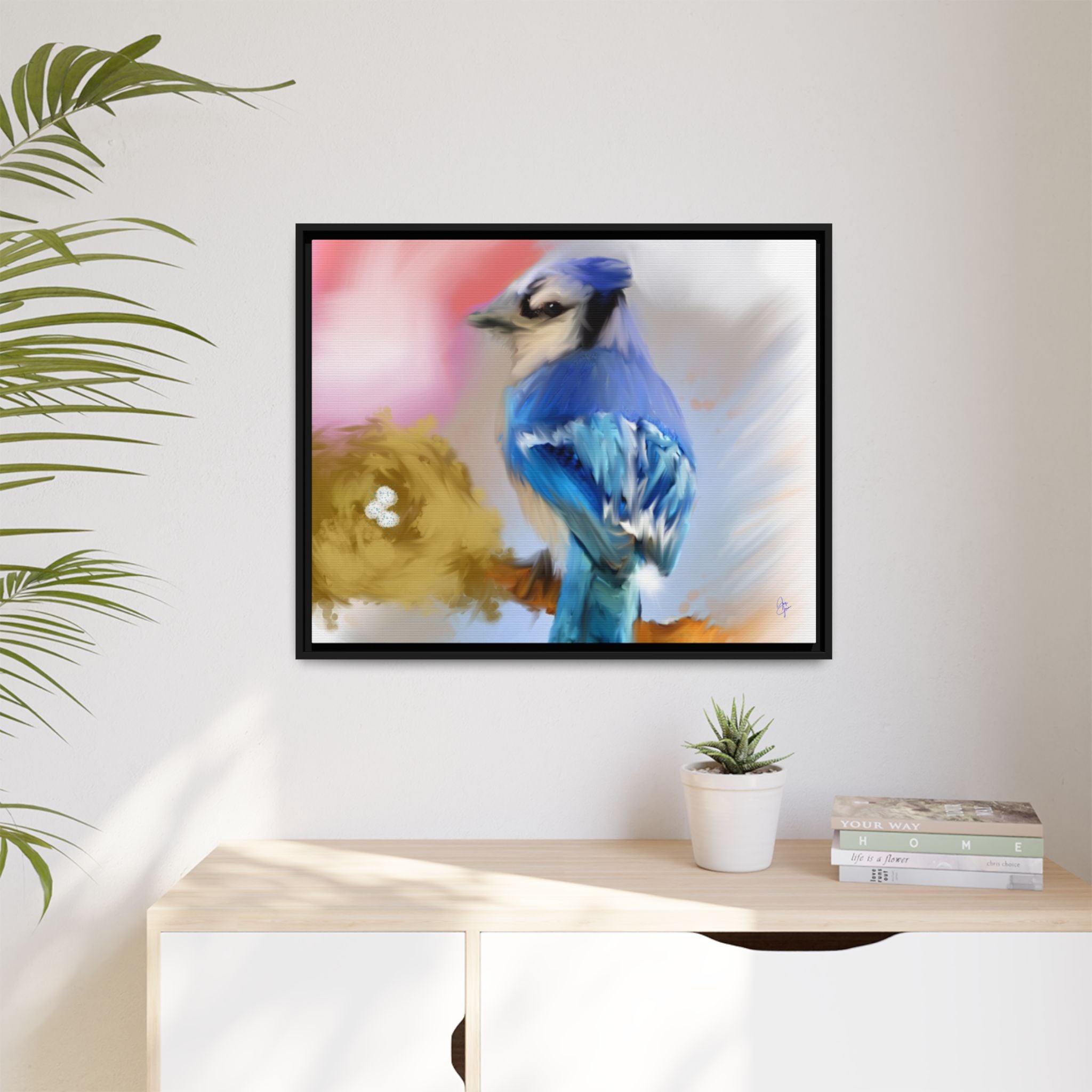 Blue Jay Art Print — Framed Matte Canvas Wall Art