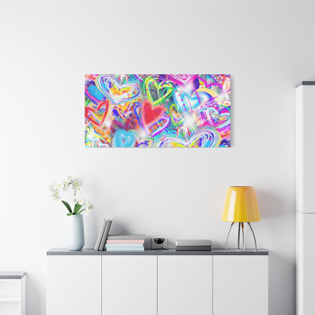 Colorful Heart Graffiti Matte Canvas
