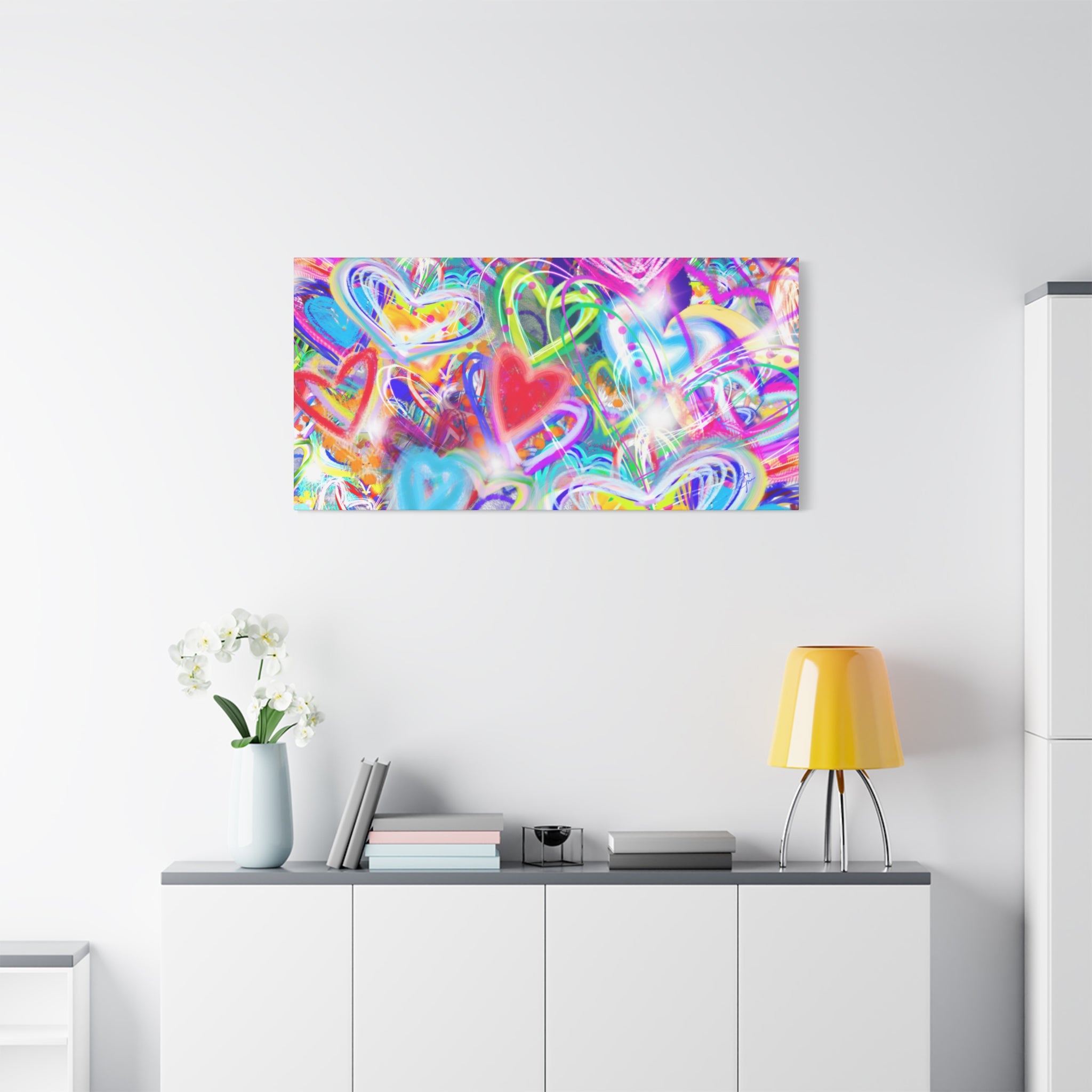 Colorful Heart Graffiti Matte Canvas
