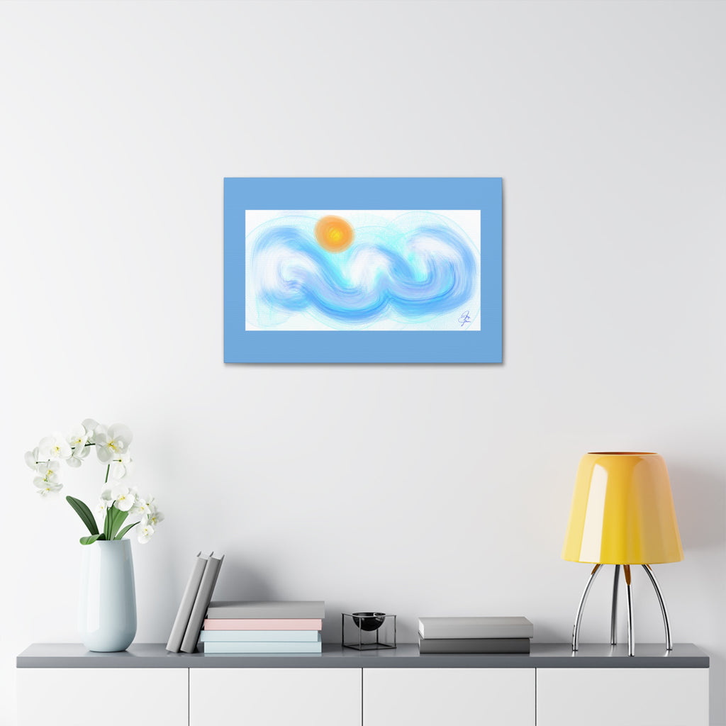 Abstract Ocean Wave Canvas — Turquoise Stretched Wall Art