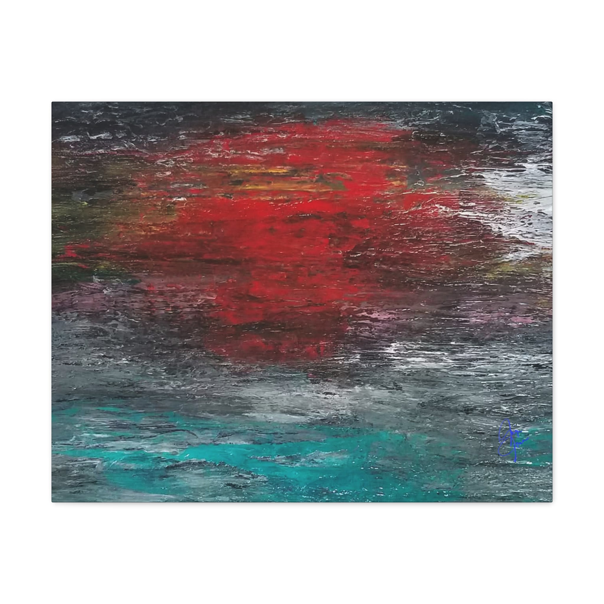 Abstract Red Horizon Matte Canvas Wall Art, Stretched 1.25"