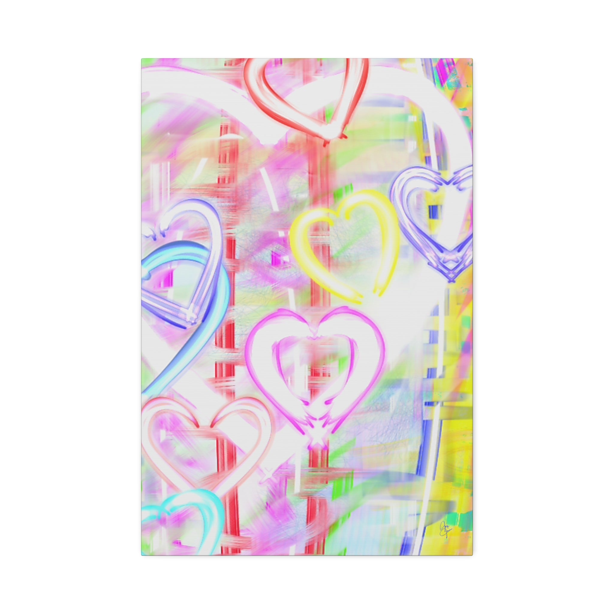 Colorful Neon Hearts Canvas Print — Stretched 1.5" Wall Art