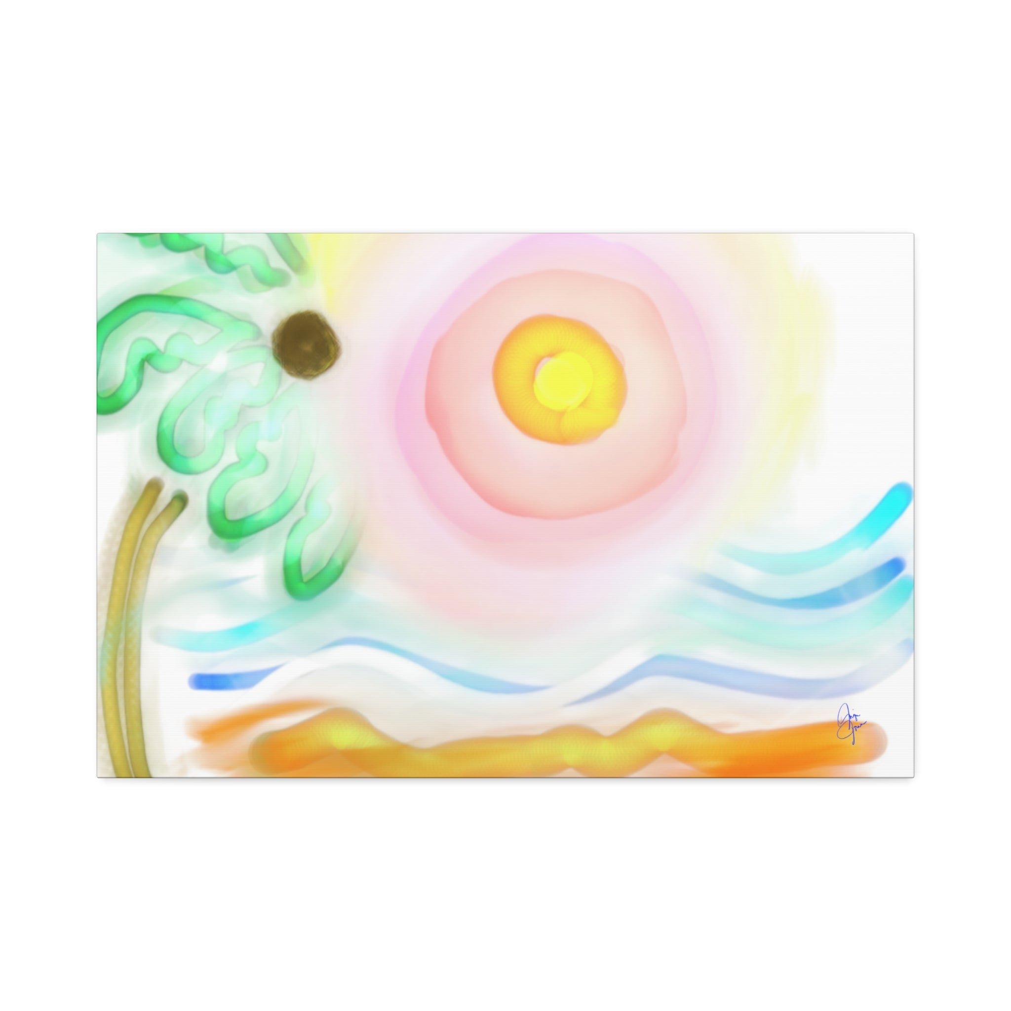 Tropical Sunrise Canvas Wall Art — Stretched 1.5" Beach Landscape Print