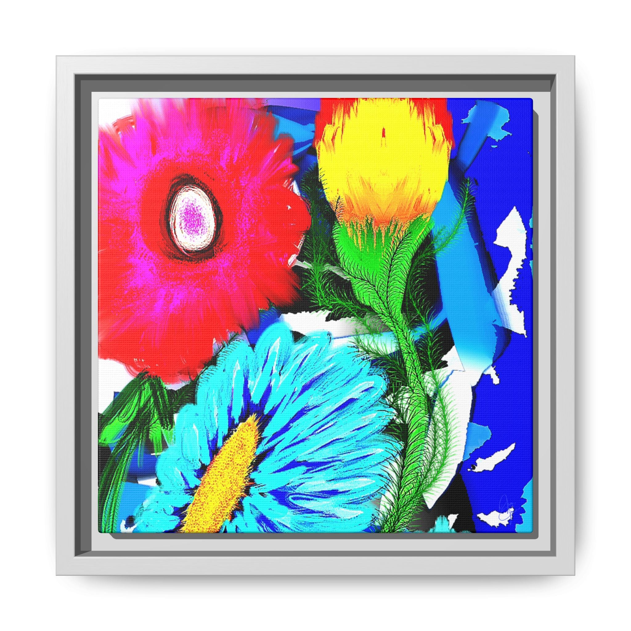 Vibrant Pop Floral Matte Canvas Framed Wall Art