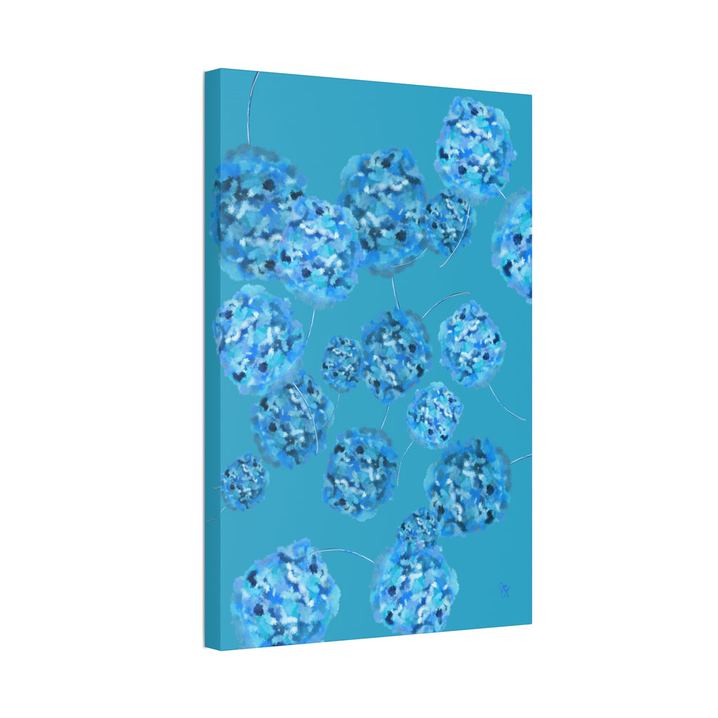 Blue Hydrangea Canvas Wall Art — Abstract Floral Stretched Canvas (1.5" Depth)
