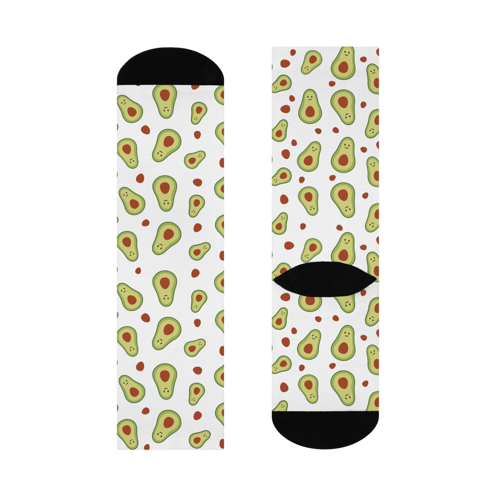 Avocado Pattern Crew Socks — Cushioned Fun Fruit Socks for Foodies & Gifts
