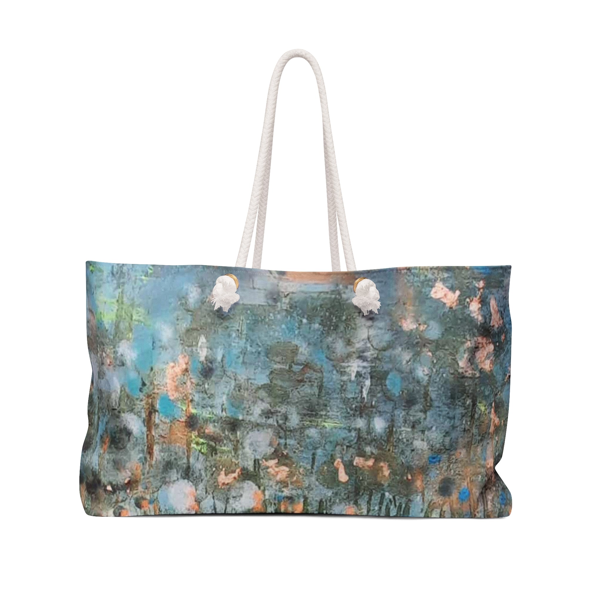 Abstract Blue-Green Weekender Bag — Artistic Travel Tote