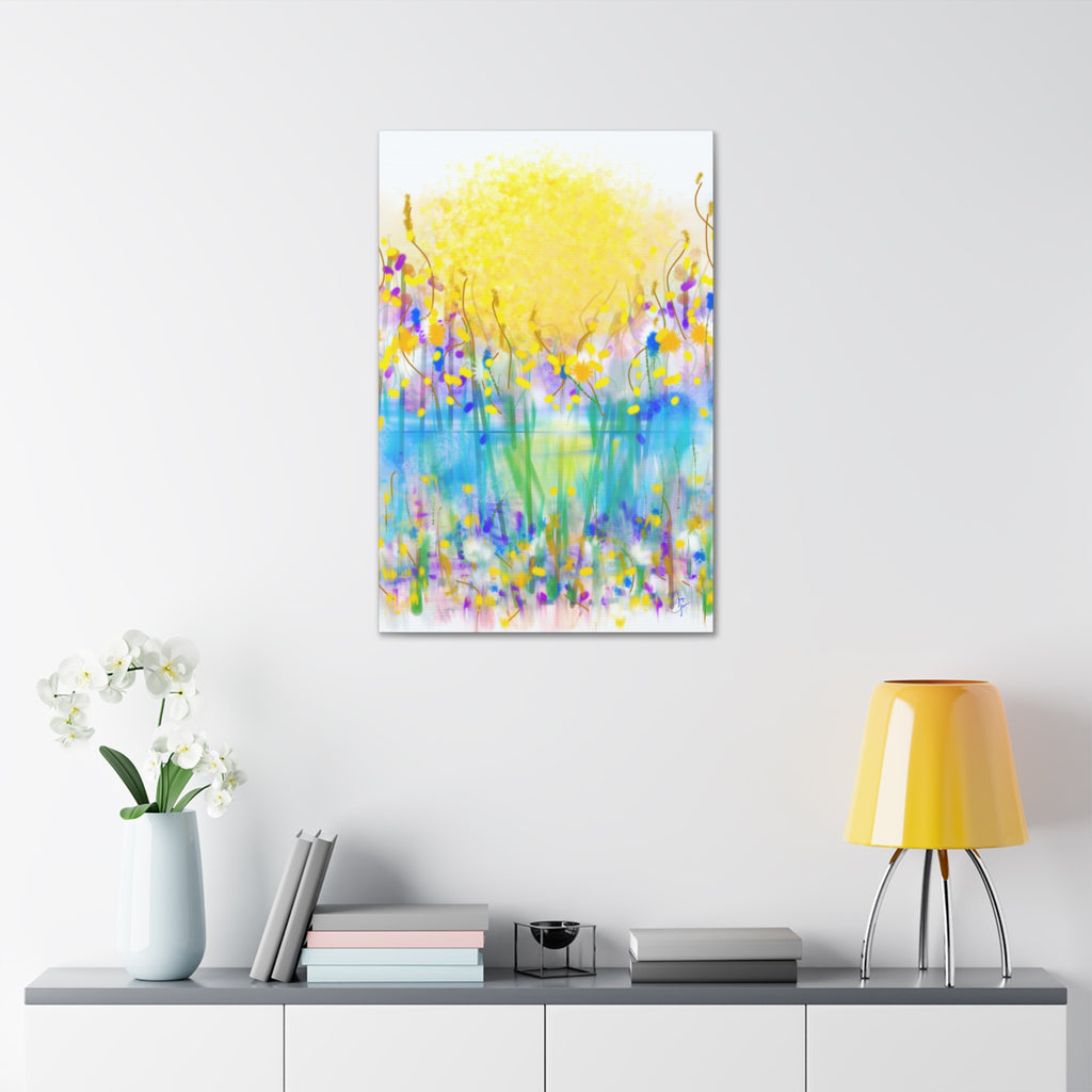Sunburst Meadow Canvas Print — Vibrant Floral Wall Art