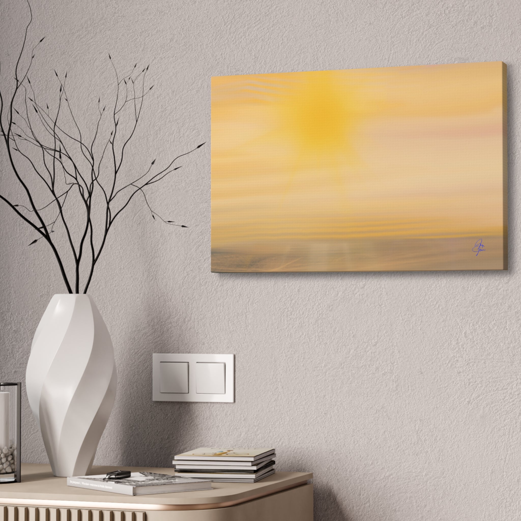 Golden Sunrise Canvas Wall Art – Tranquil Coastal Landscape, Stretched 1.5"