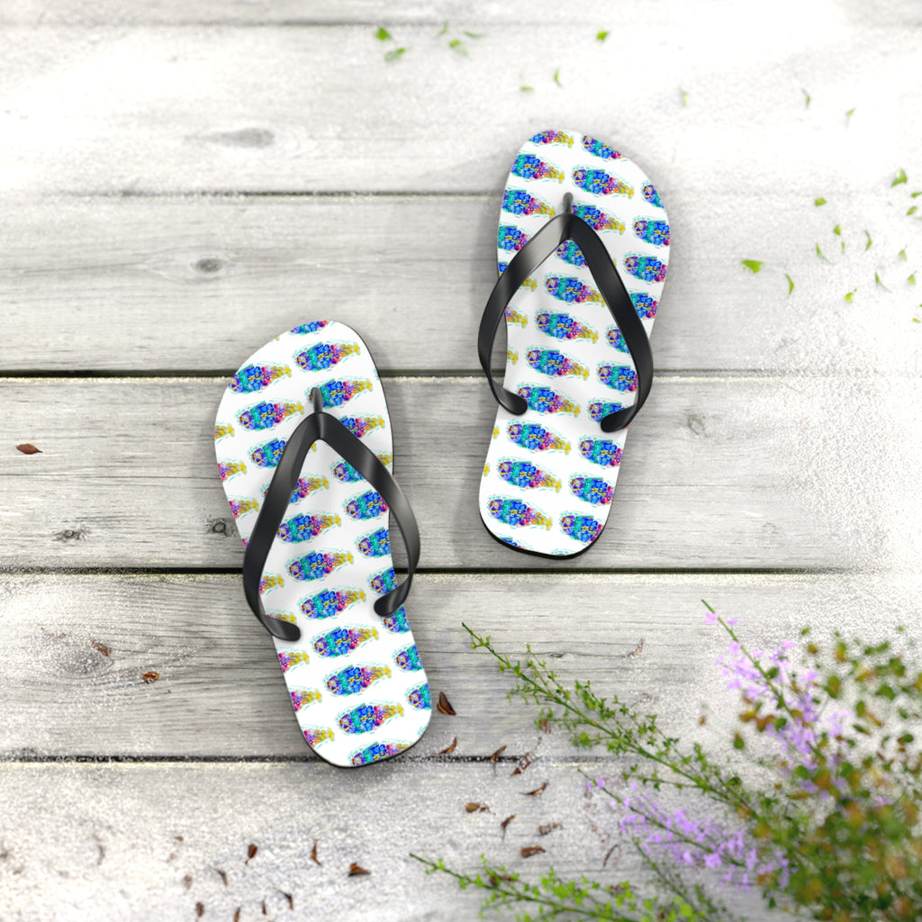 Colorful Tie-Dye Fish Flip Flops — Summer Beach Sandals