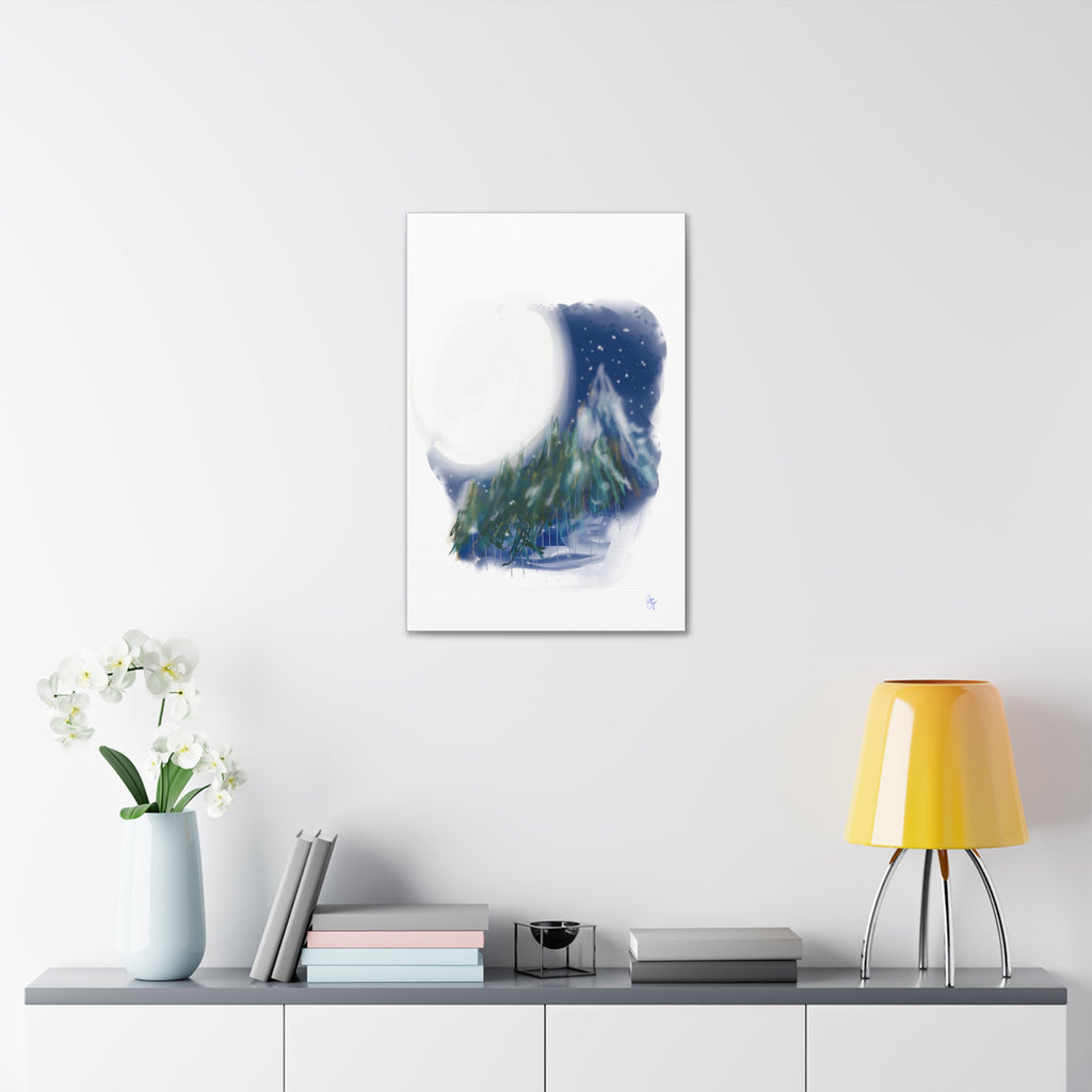 Moonlit Pine Forest Canvas Print — Stretched 1.5"