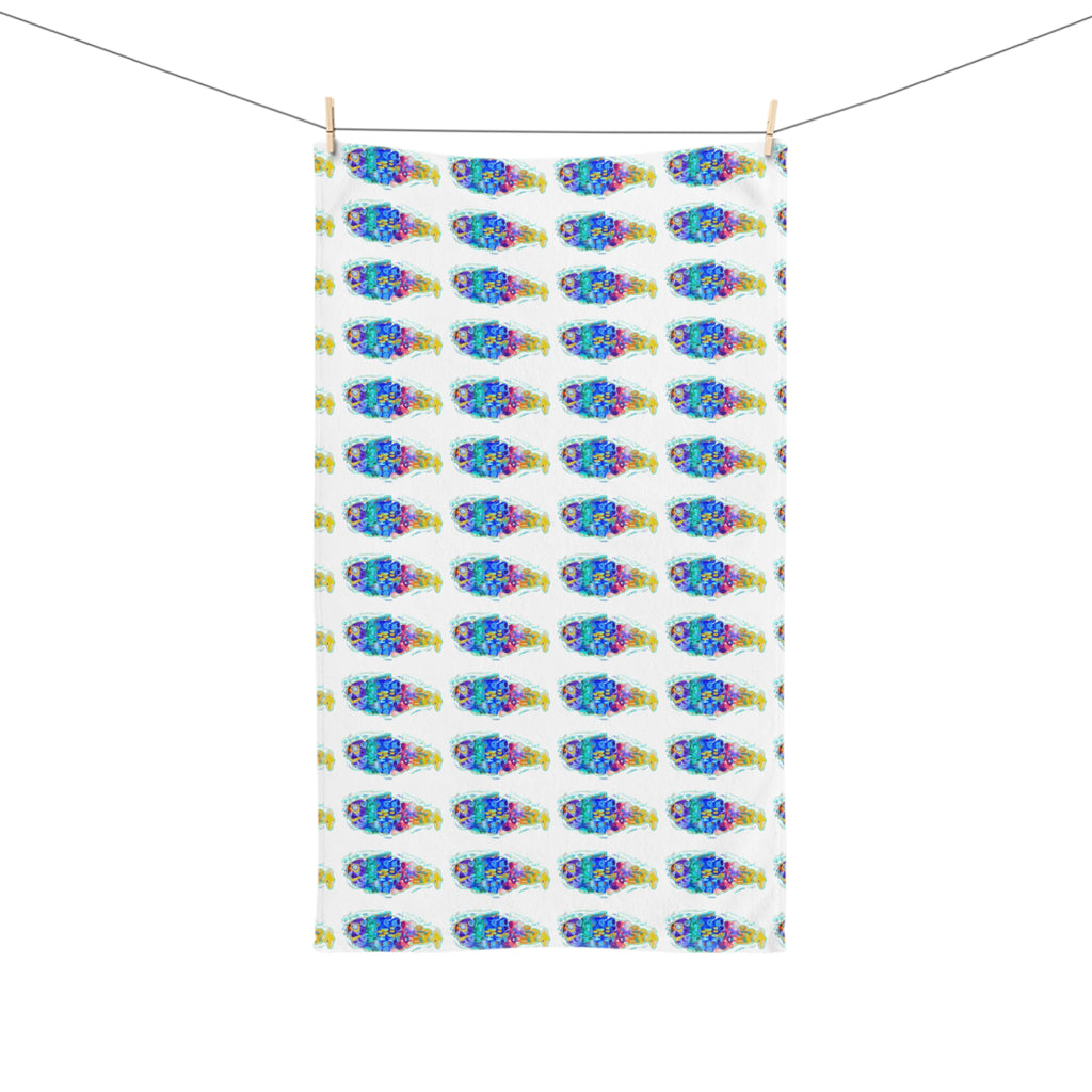 Colorful Fish Pattern Hand Towel — Tropical Kitchen & Beach House Decor