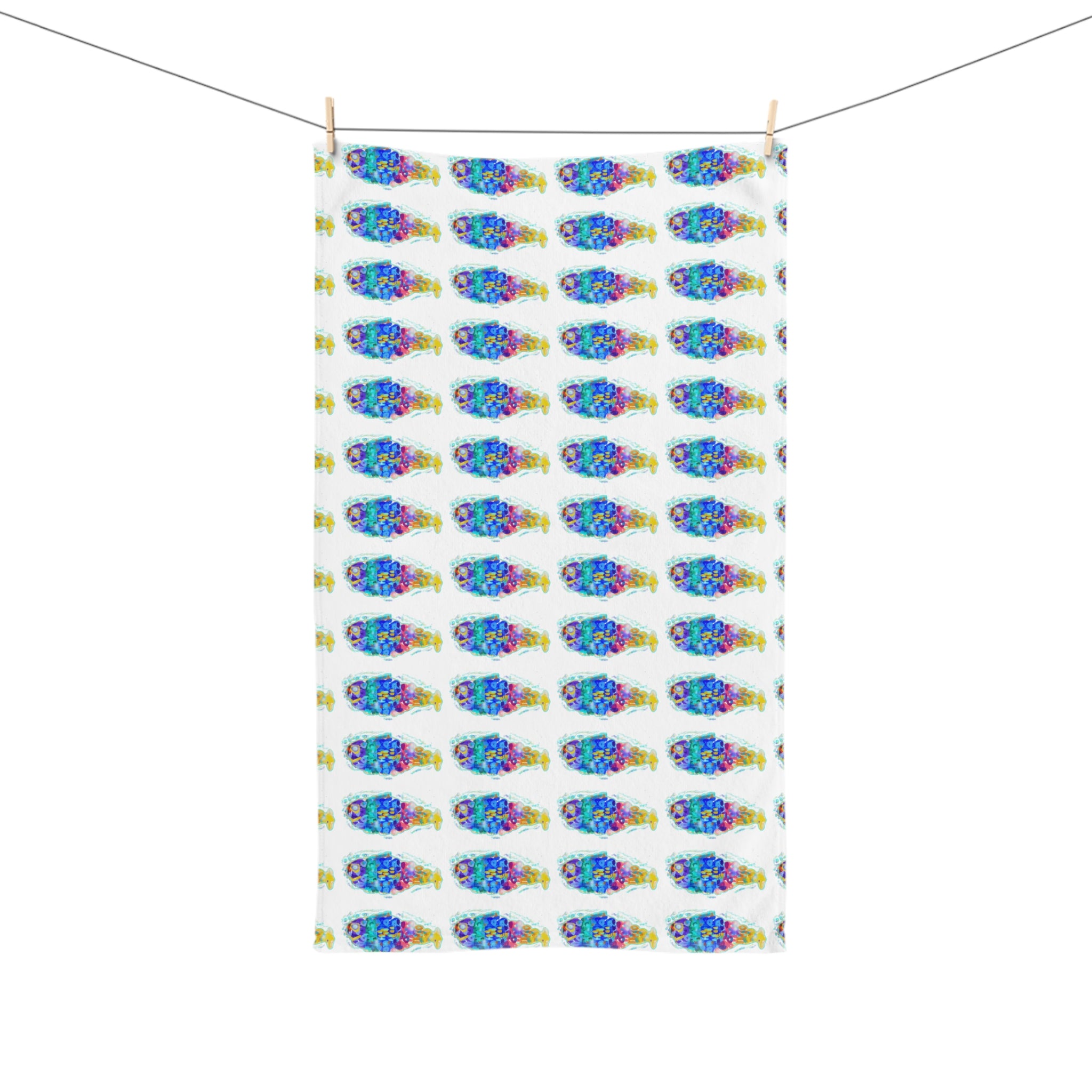 Colorful Fish Pattern Hand Towel — Tropical Kitchen & Beach House Decor