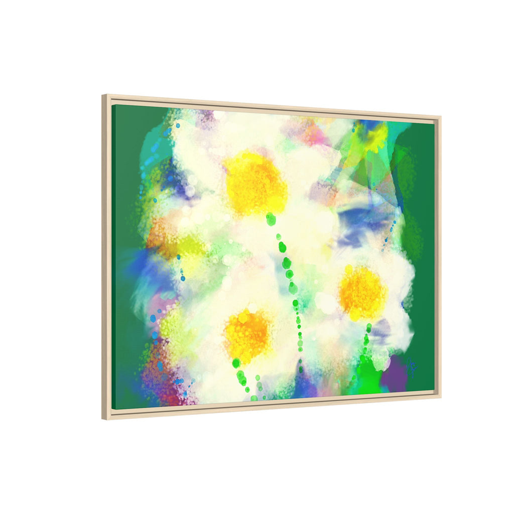 Framed Matte Canvas - Watercolor Yellow Floral Abstract Wall Art