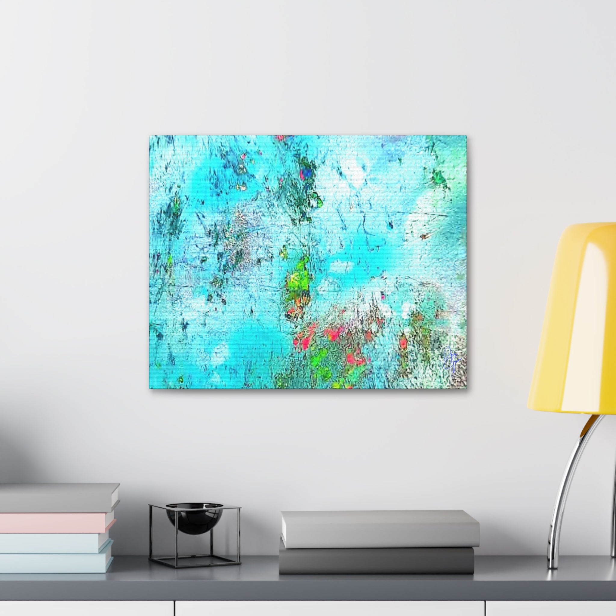 Abstract Aqua Texture Canvas