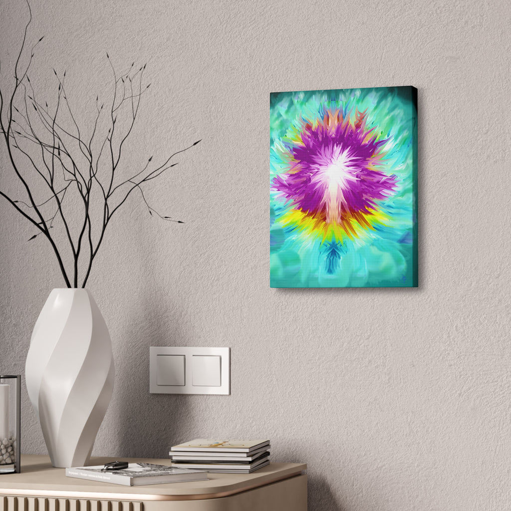Abstract Radiant Burst Canvas - Vibrant Purple Floral Wall Art (Stretched 1.5")